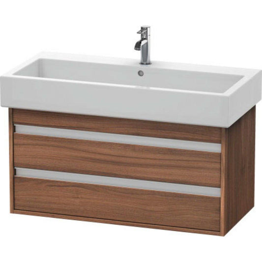 Duravit Ketho 37" x 19" x 17" Two Drawer Wall-Mount Vanity Unit in Natural Walnut (KT663807979)