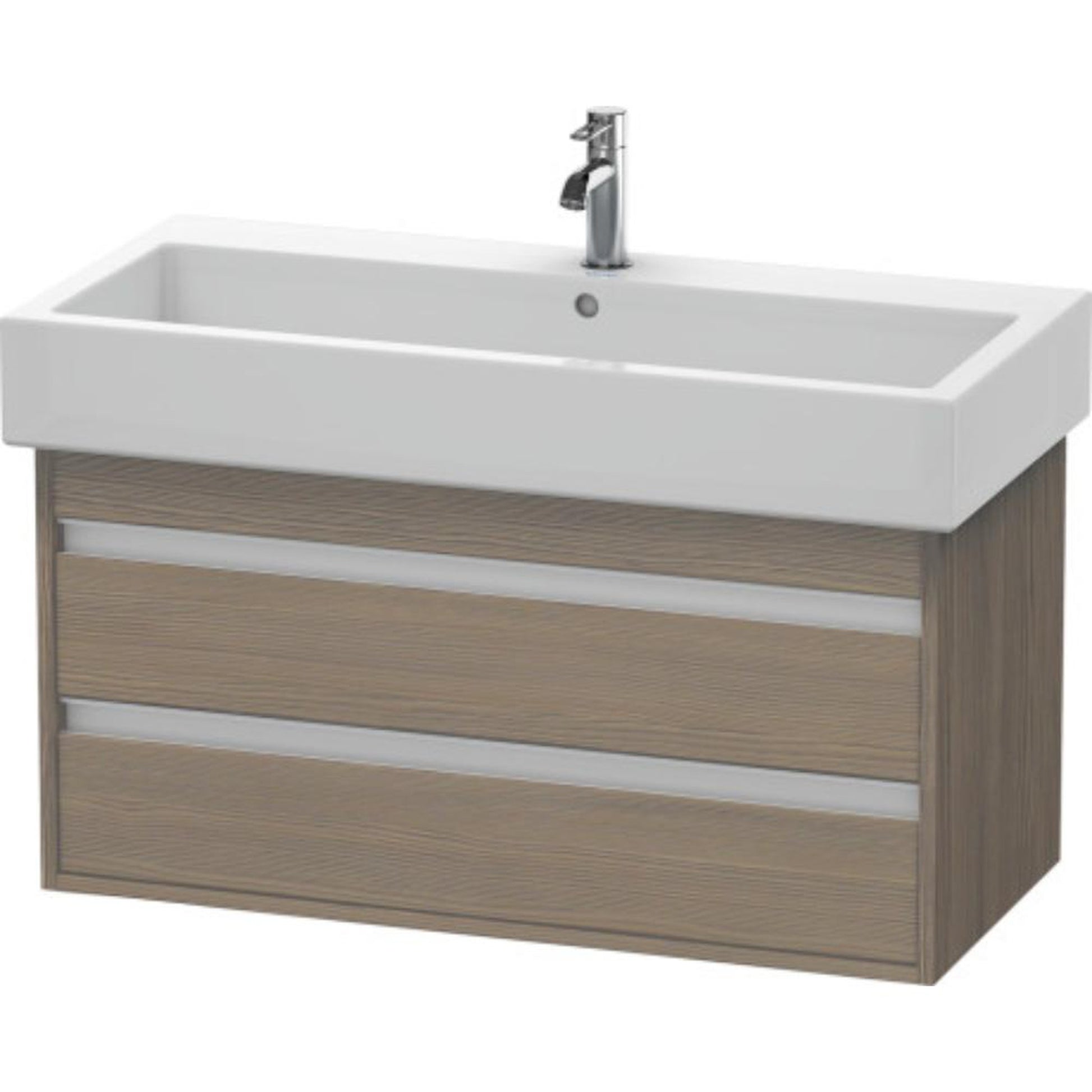 Duravit Ketho 37" x 19" x 17" Two Drawer Wall-Mount Vanity Unit in Oak Terra (KT663803535)