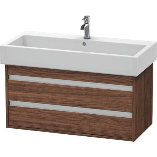 Duravit Ketho 37" x 19" x 17" Two Drawer Wall-Mount Vanity Unit in Walnut Dark (KT663802121)