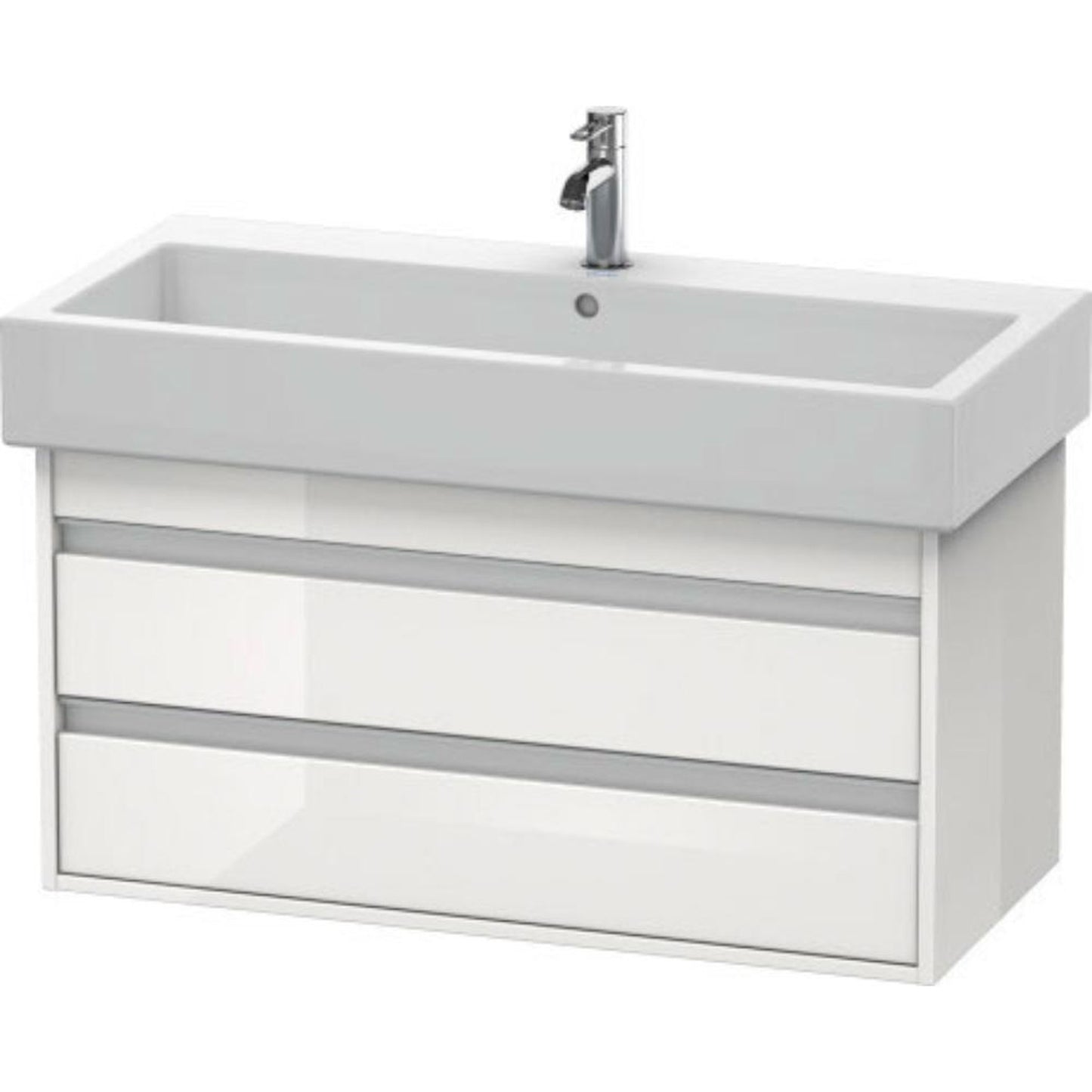 Duravit Ketho 37" x 19" x 17" Two Drawer Wall-Mount Vanity Unit in White High Gloss (KT663802222)