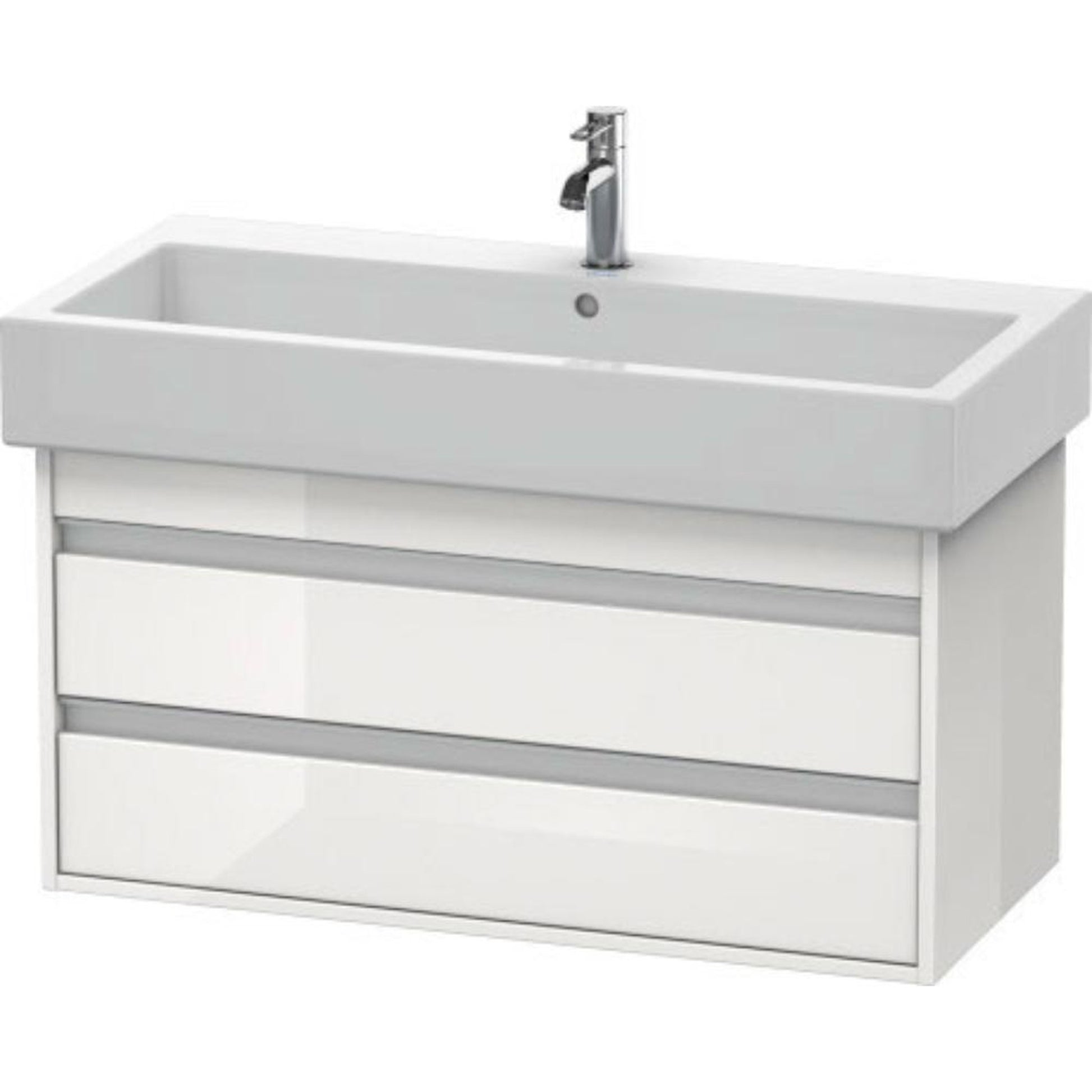 Duravit Ketho 37" x 19" x 17" Two Drawer Wall-Mount Vanity Unit in White High Gloss (KT663802222)