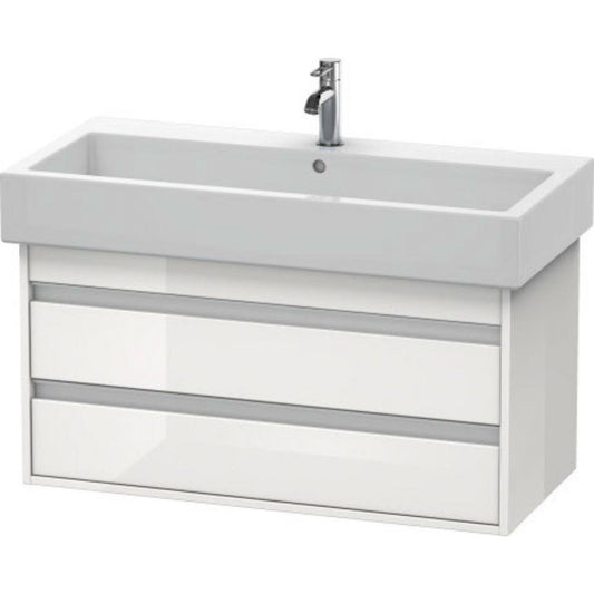 Duravit Ketho 37" x 19" x 17" Two Drawer Wall-Mount Vanity Unit in White High Gloss (KT663802222)