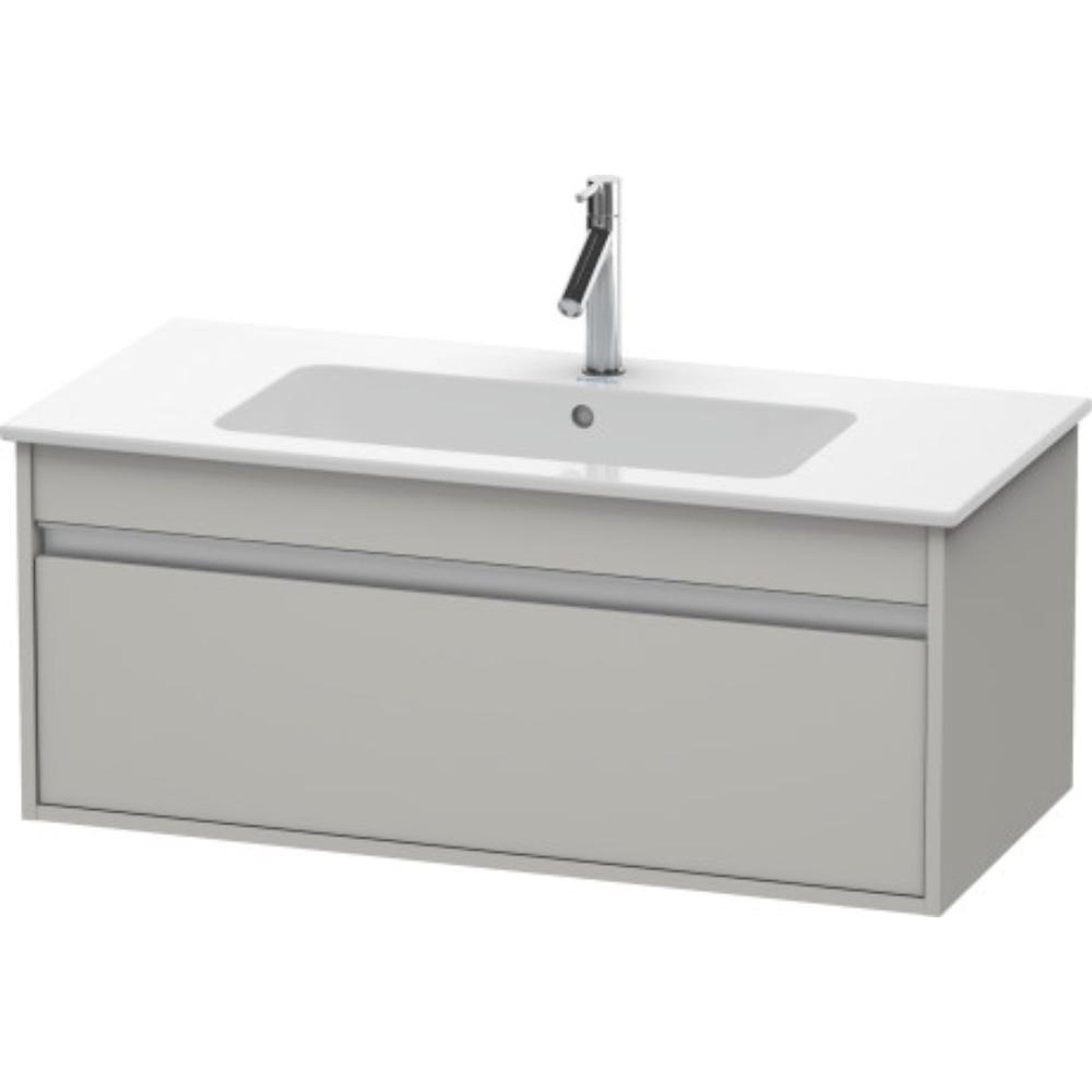 Duravit Ketho 39" x 16" x 19" One Drawer Wall-Mount Vanity Unit in Concrete Grey Matt