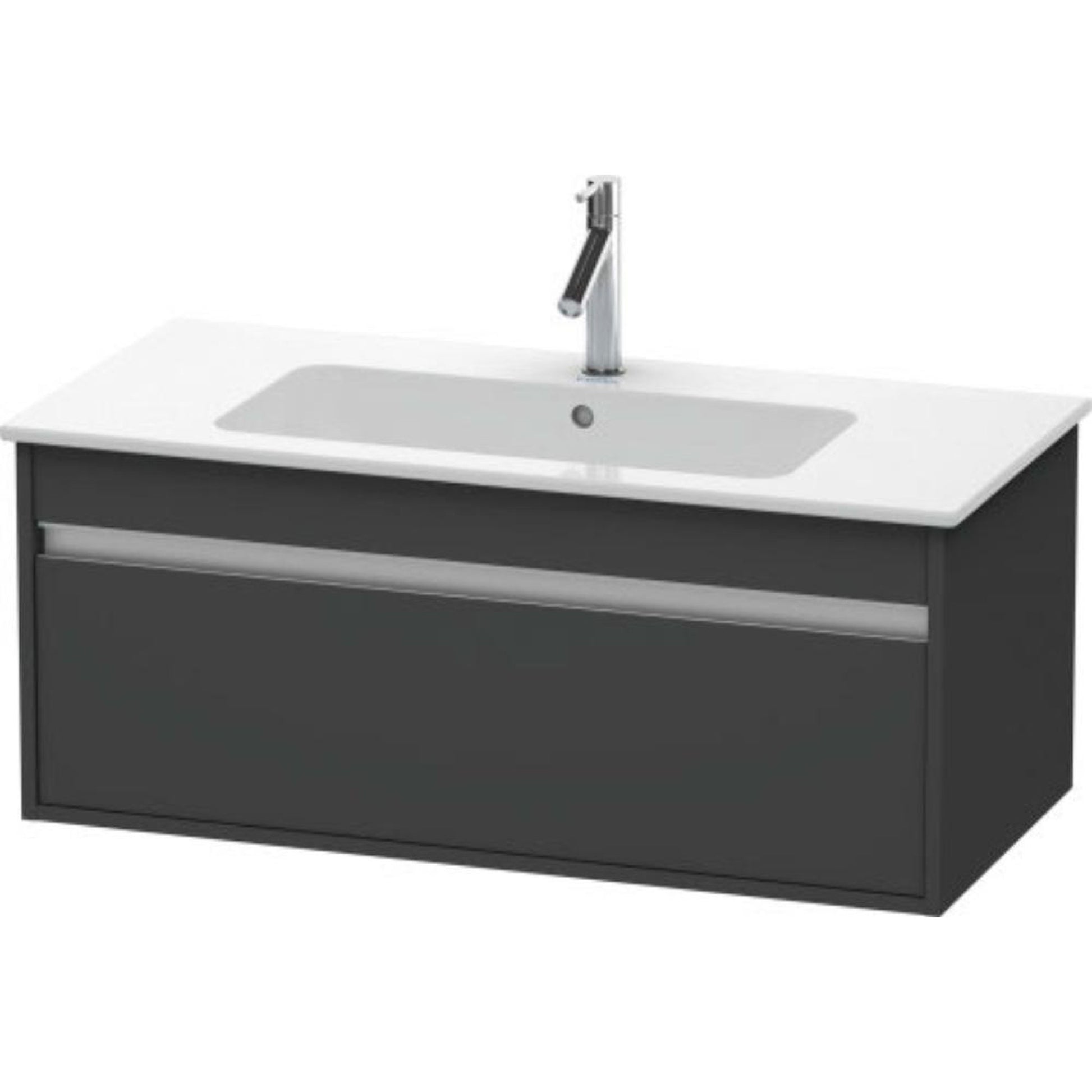 Duravit Ketho 39" x 16" x 19" One Drawer Wall-Mount Vanity Unit in Graphite Matt