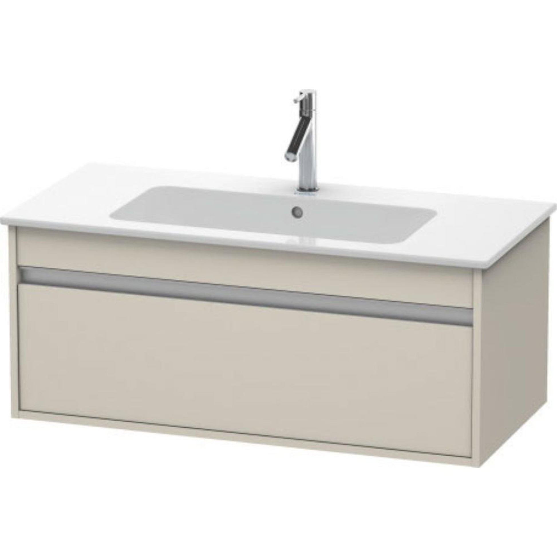 Duravit Ketho 39" x 16" x 19" One Drawer Wall-Mount Vanity Unit in Taupe Matt