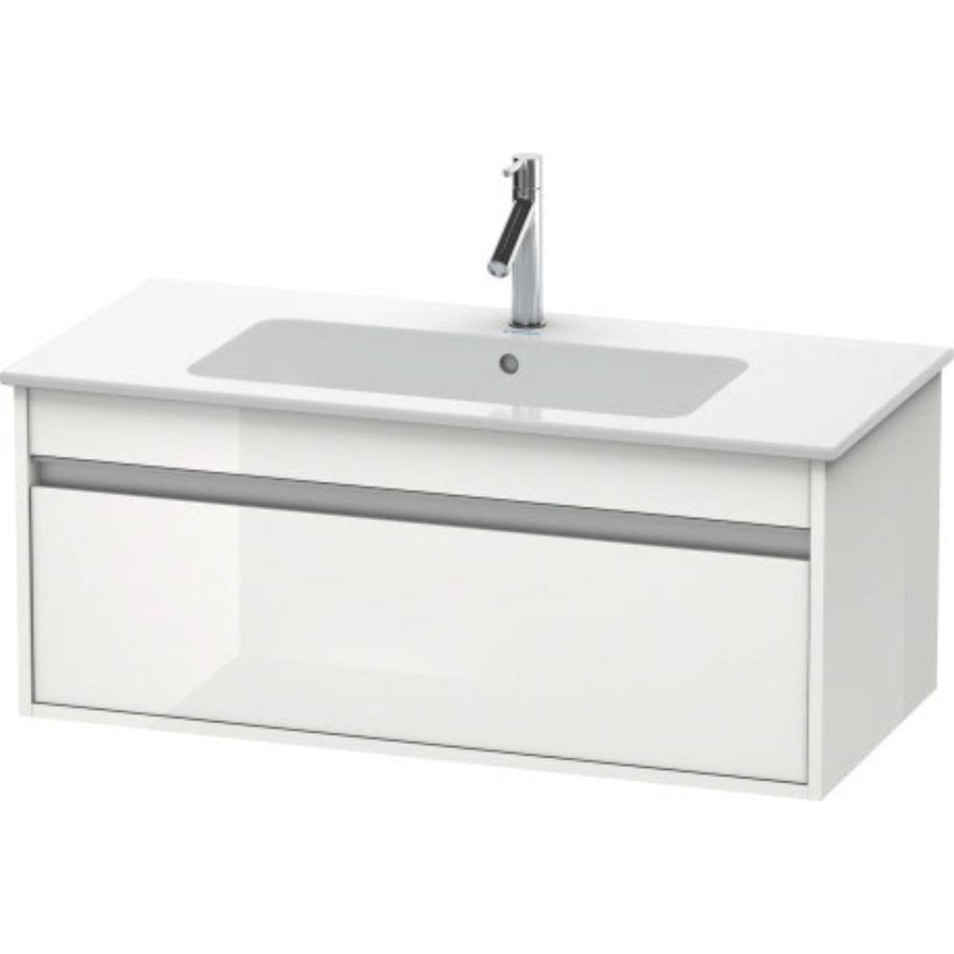Duravit Ketho 39" x 16" x 19" One Drawer Wall-Mount Vanity Unit in White High Gloss