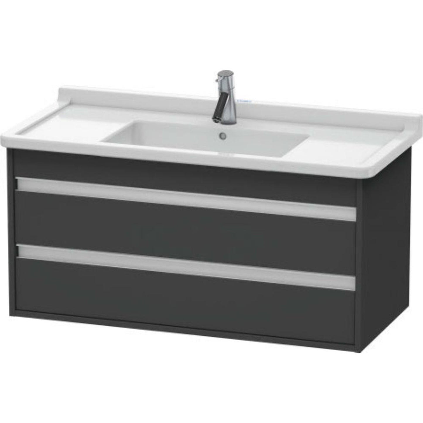 Duravit Ketho 39" x 19" x 18" Two Drawer Wall-Mount Vanity Unit in Graphite Matt (KT664504949)