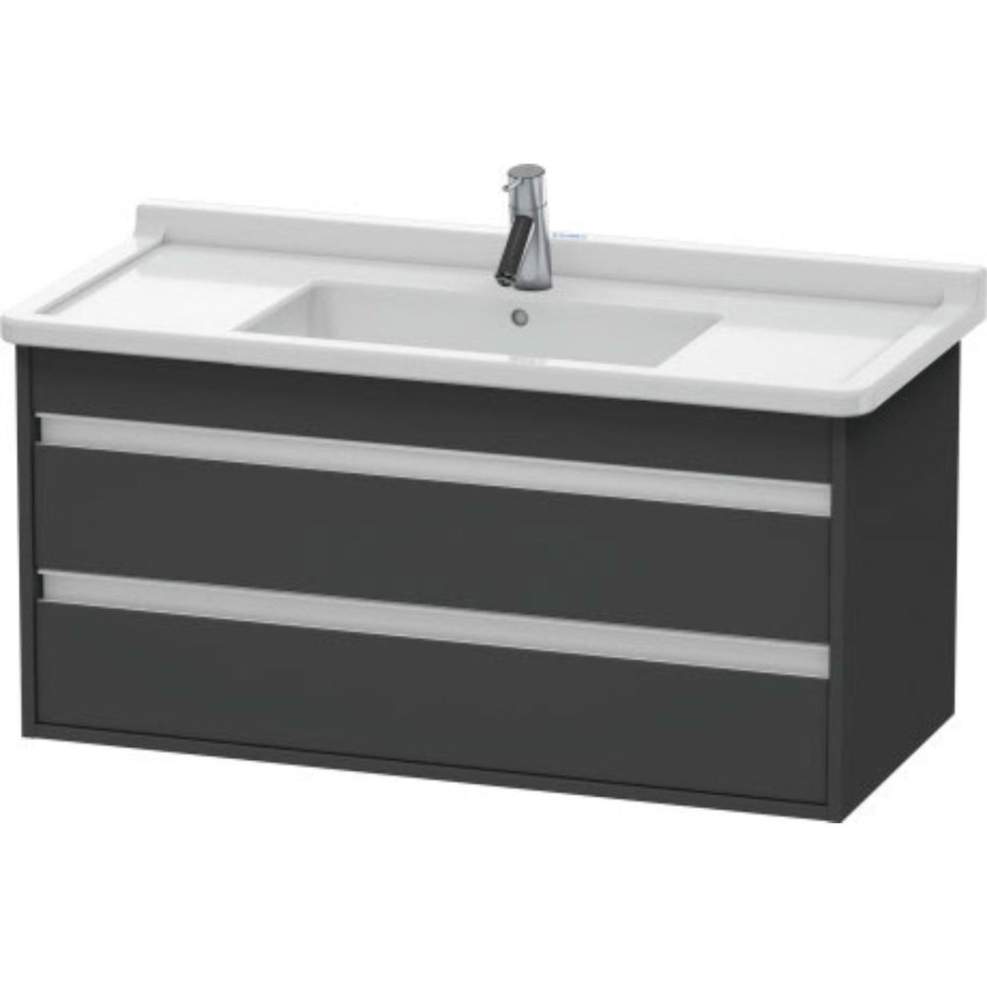 Duravit Ketho 39" x 19" x 18" Two Drawer Wall-Mount Vanity Unit in Graphite Matt (KT664504949)