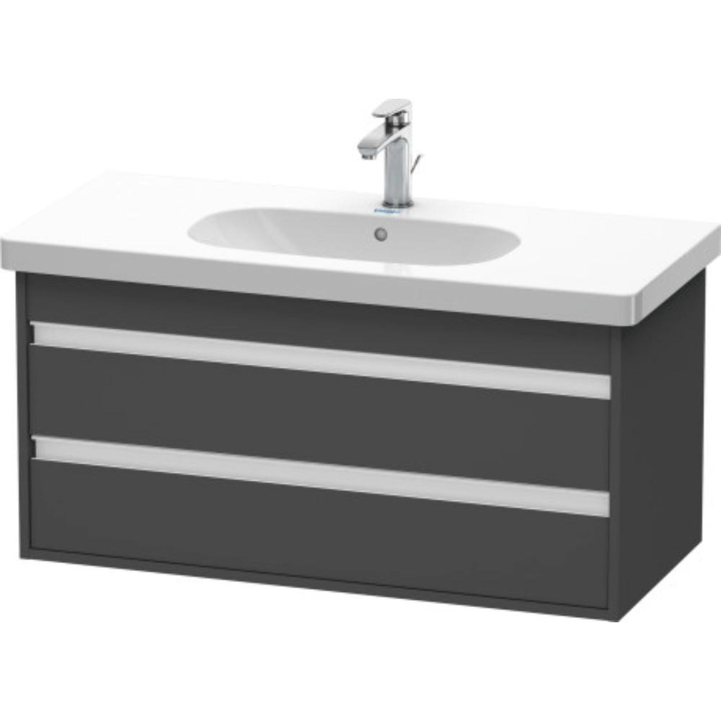 Duravit Ketho 39" x 19" x 18" Two Drawer Wall-Mount Vanity Unit in Graphite Matt (KT664804949)