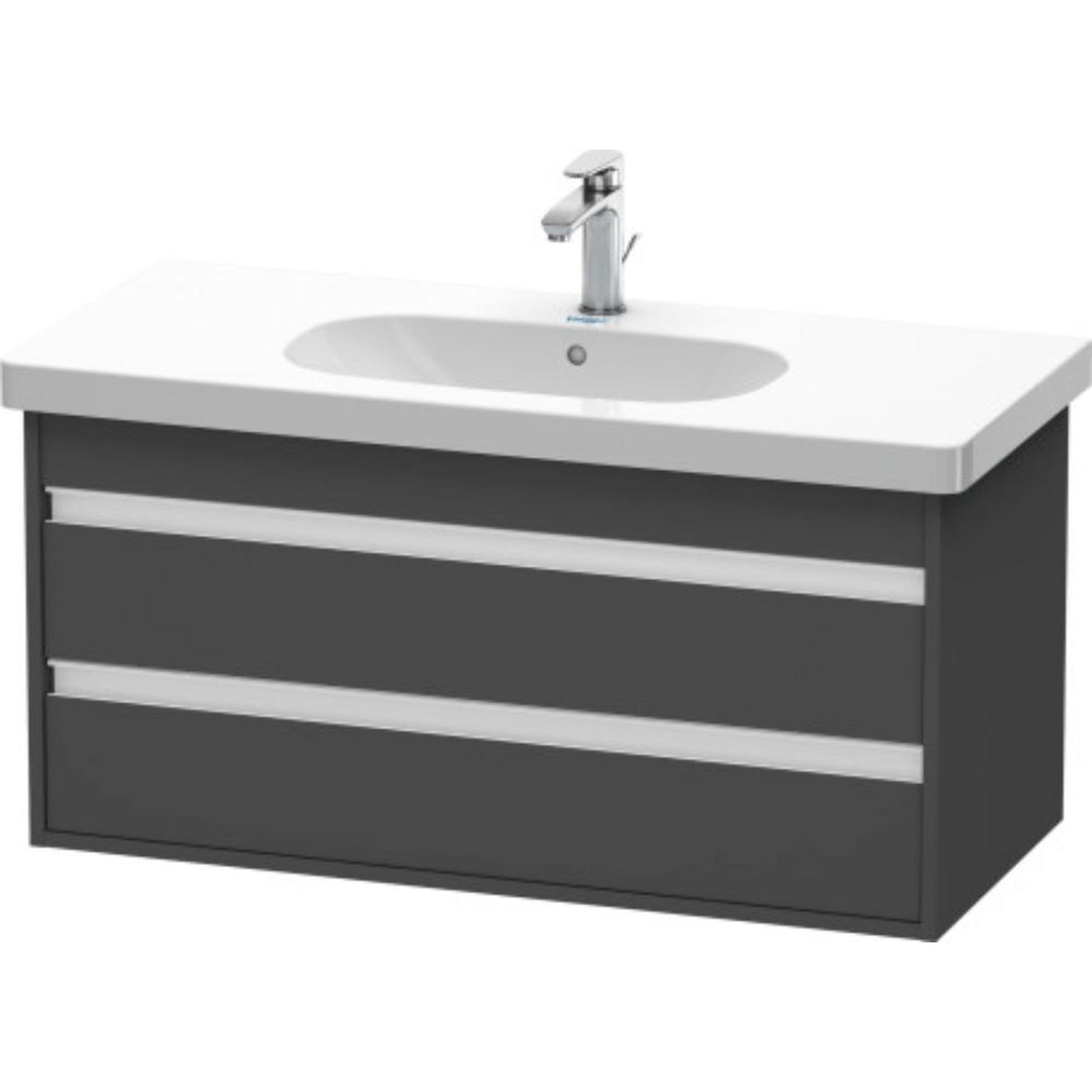Duravit Ketho 39" x 19" x 18" Two Drawer Wall-Mount Vanity Unit in Graphite Matt (KT664804949)