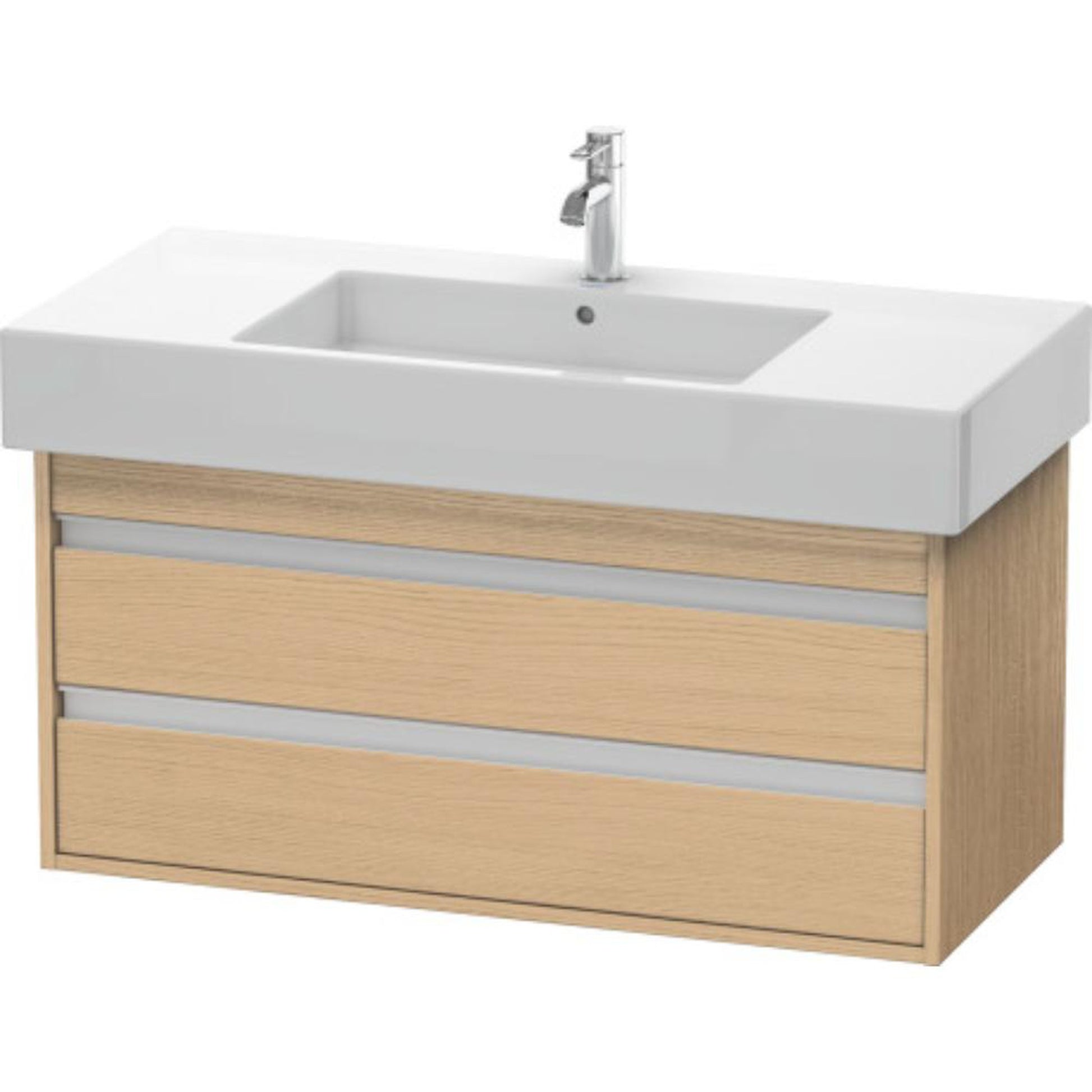 Duravit Ketho 39" x 19" x 18" Two Drawer Wall-Mount Vanity Unit in Natural Oak (KT664103030)