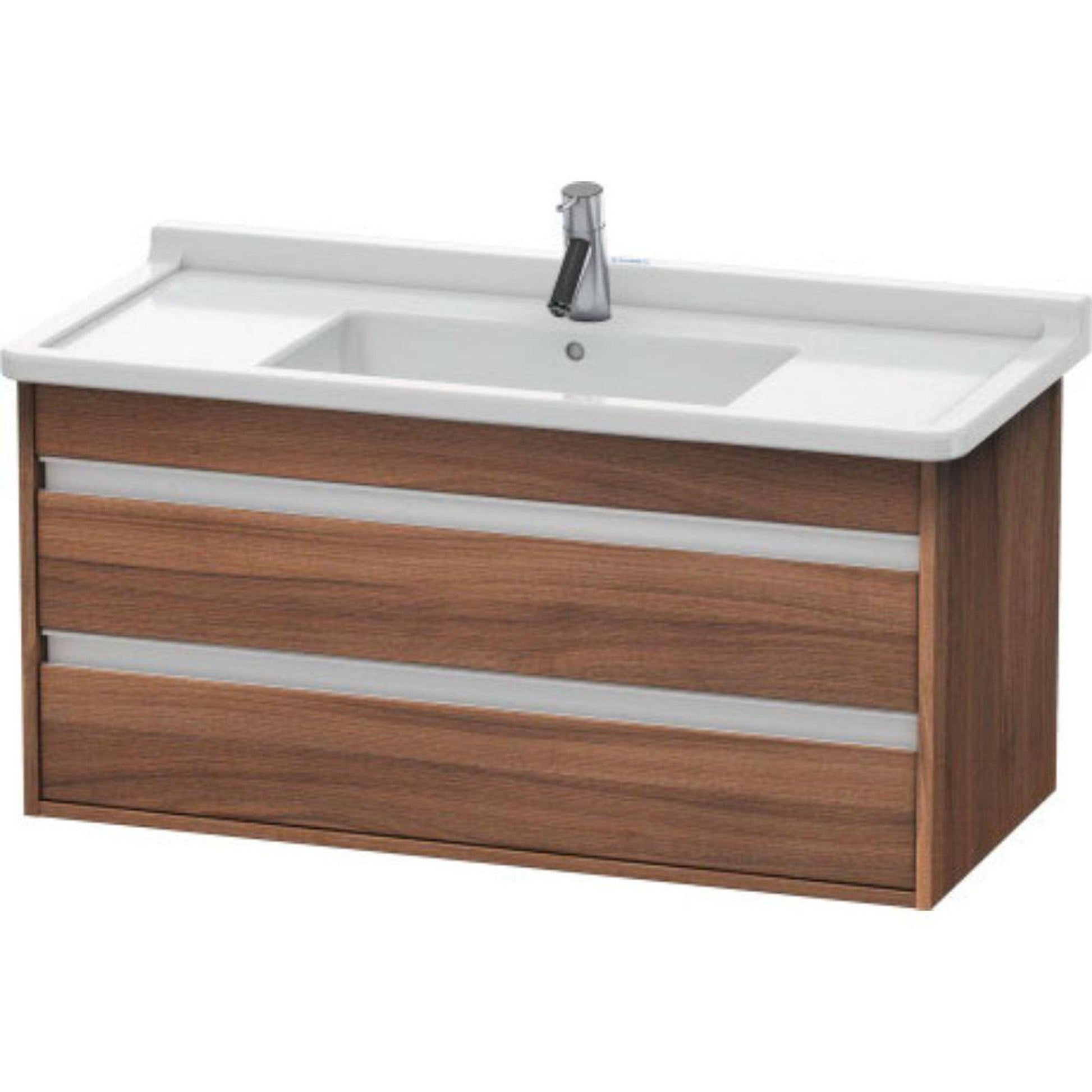 Duravit Ketho 39" x 19" x 18" Two Drawer Wall-Mount Vanity Unit in Natural Walnut (KT664507979)