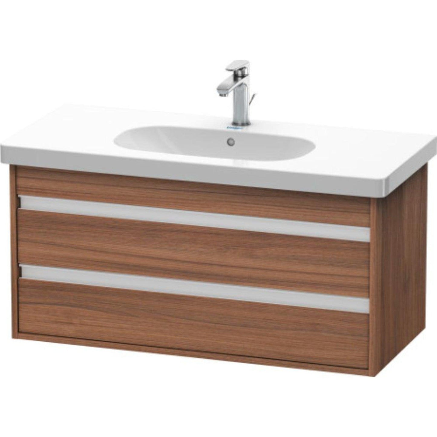 Duravit Ketho 39" x 19" x 18" Two Drawer Wall-Mount Vanity Unit in Natural Walnut (KT664807979)