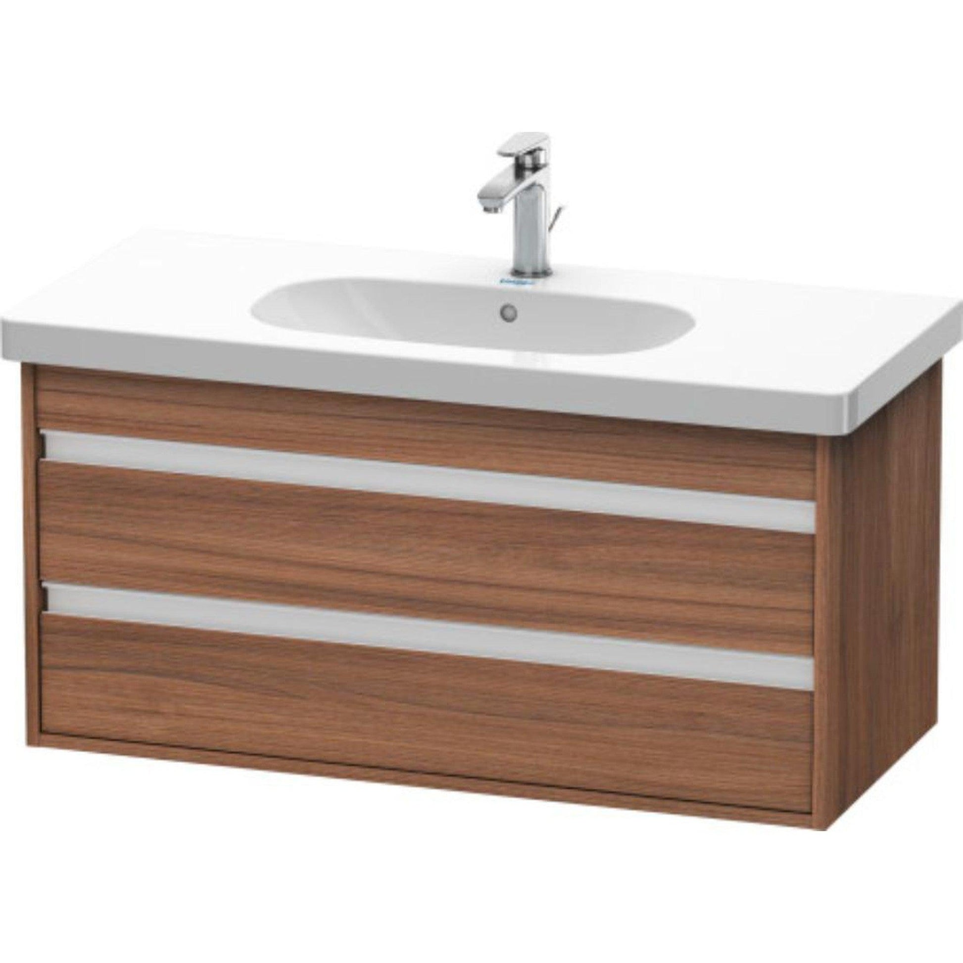 Duravit Ketho 39" x 19" x 18" Two Drawer Wall-Mount Vanity Unit in Natural Walnut (KT664807979)