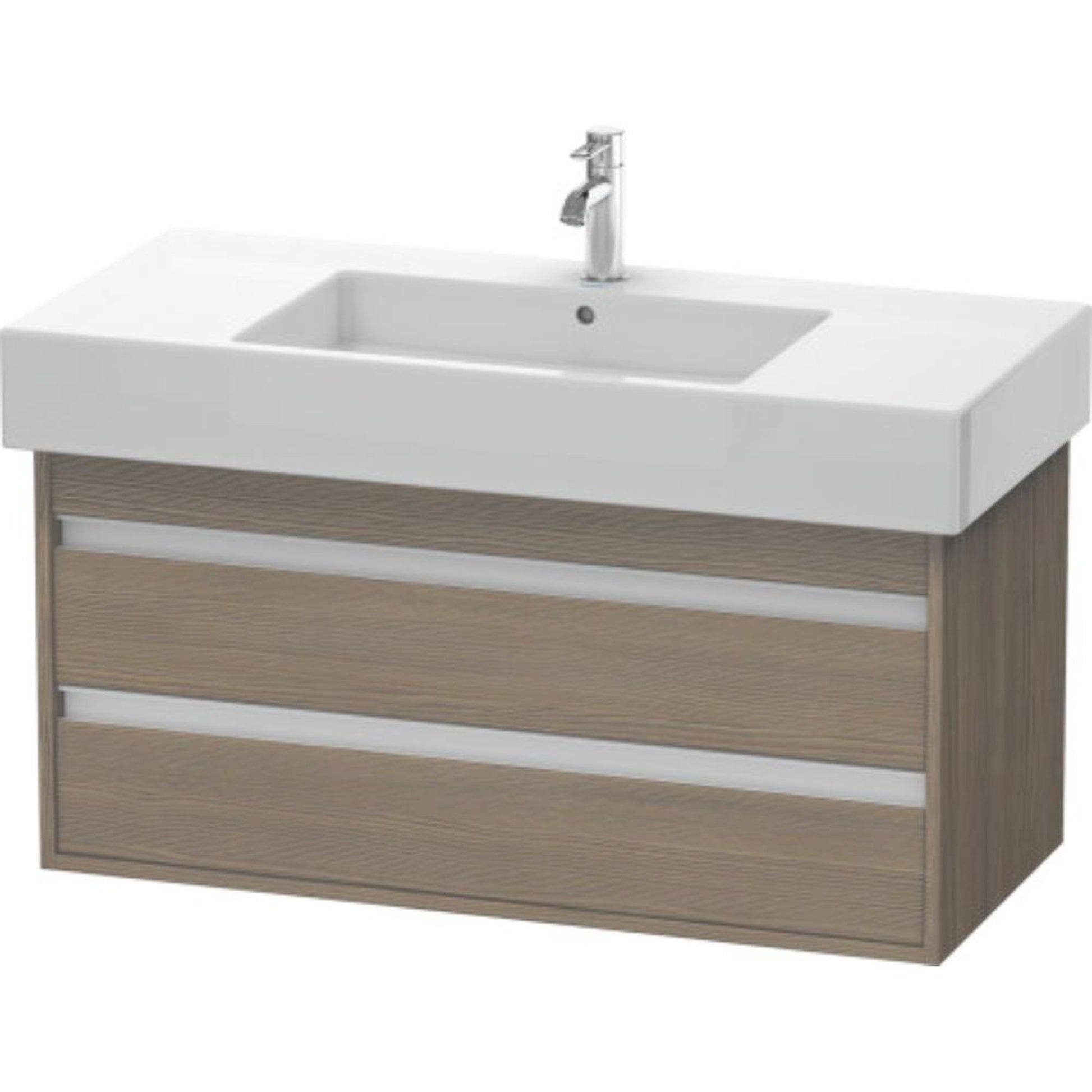 Duravit Ketho 39" x 19" x 18" Two Drawer Wall-Mount Vanity Unit in Oak Terra (KT664103535)