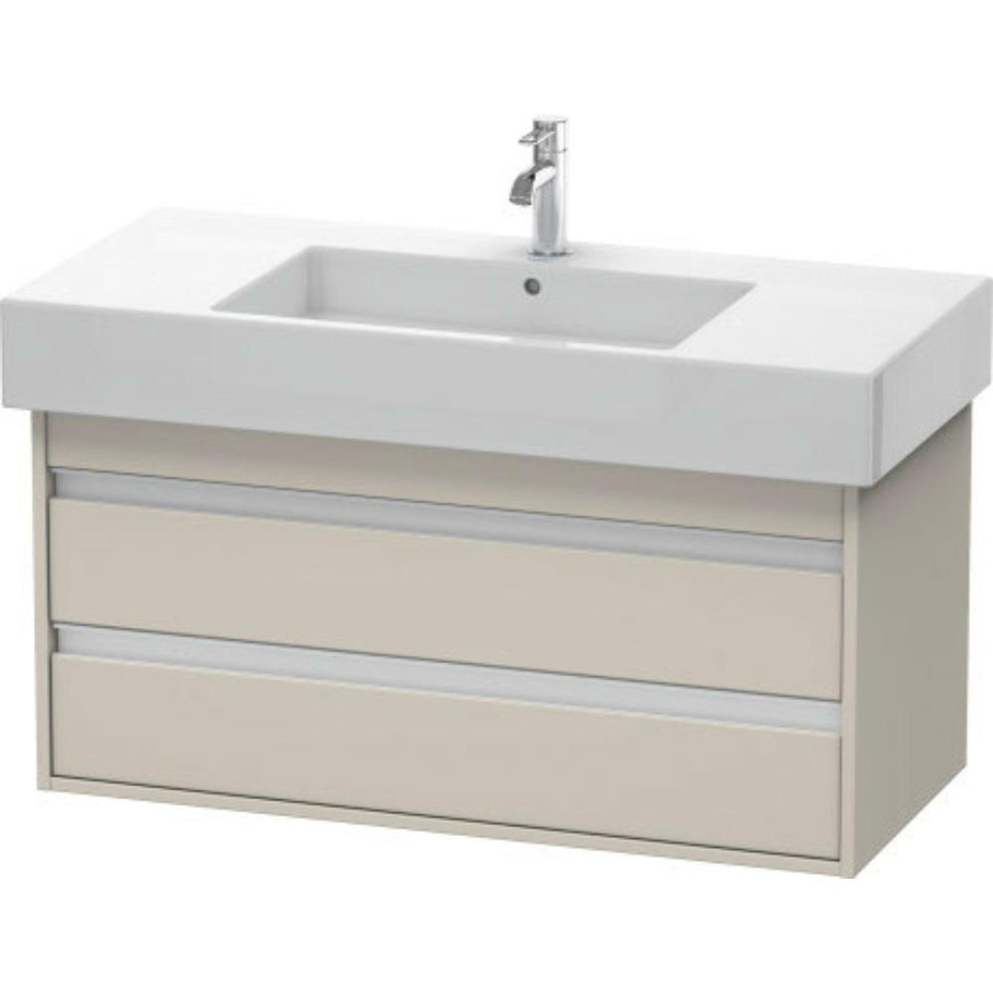 Duravit Ketho 39" x 19" x 18" Two Drawer Wall-Mount Vanity Unit in Taupe Matt (KT664109191)