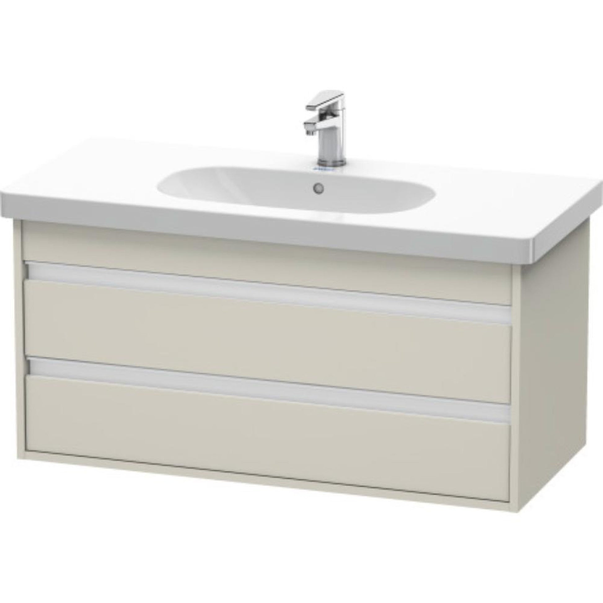 Duravit Ketho 39" x 19" x 18" Two Drawer Wall-Mount Vanity Unit in Taupe Matt (KT664809191)