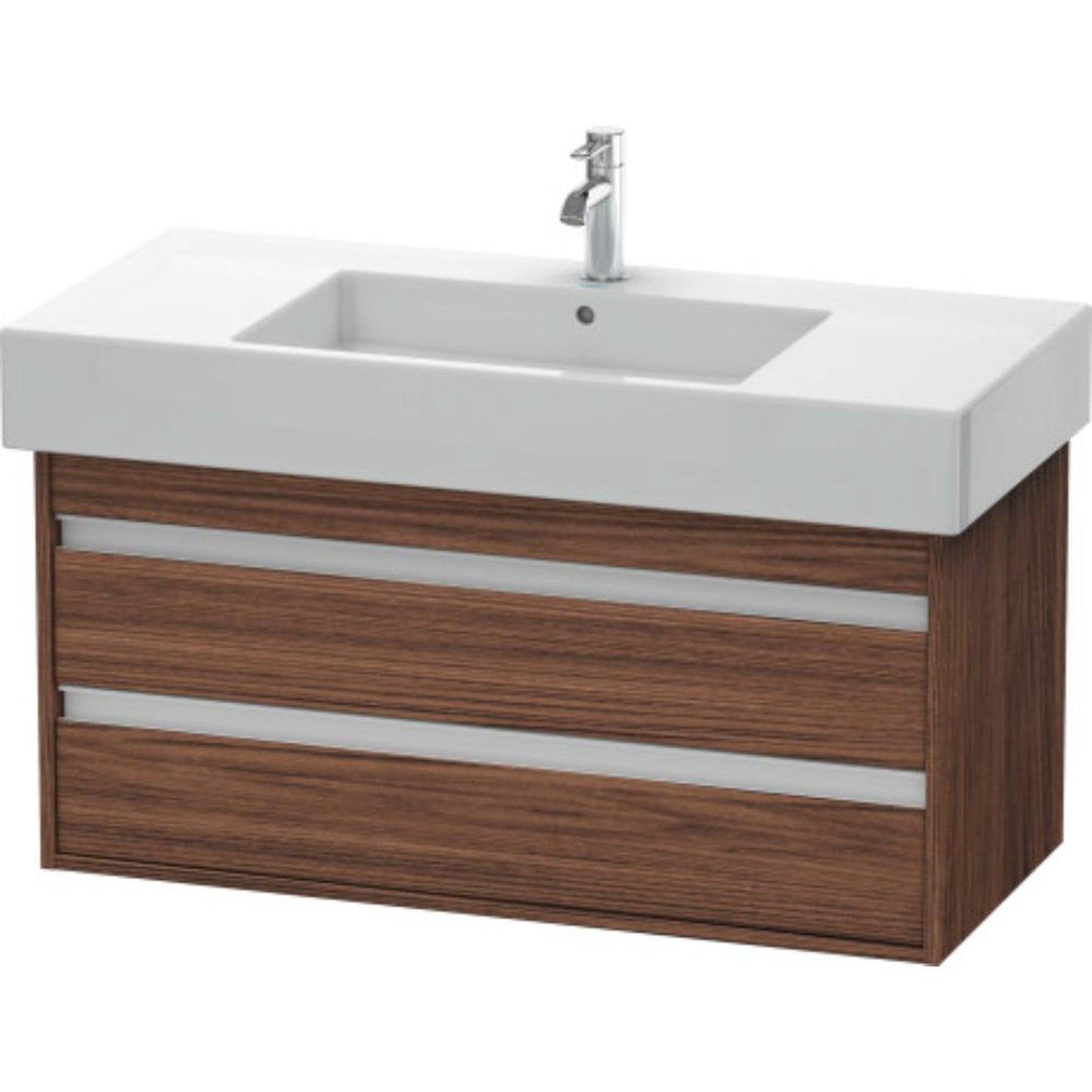 Duravit Ketho 39" x 19" x 18" Two Drawer Wall-Mount Vanity Unit in Walnut Dark (KT664102121)