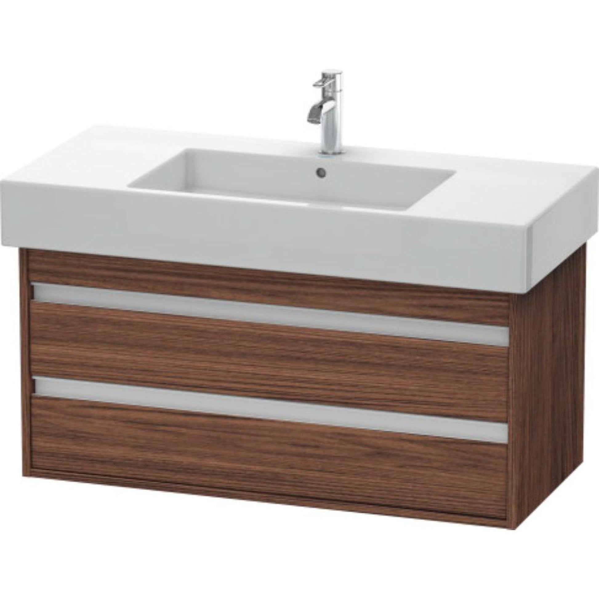 Duravit Ketho 39" x 19" x 18" Two Drawer Wall-Mount Vanity Unit in Walnut Dark (KT664102121)