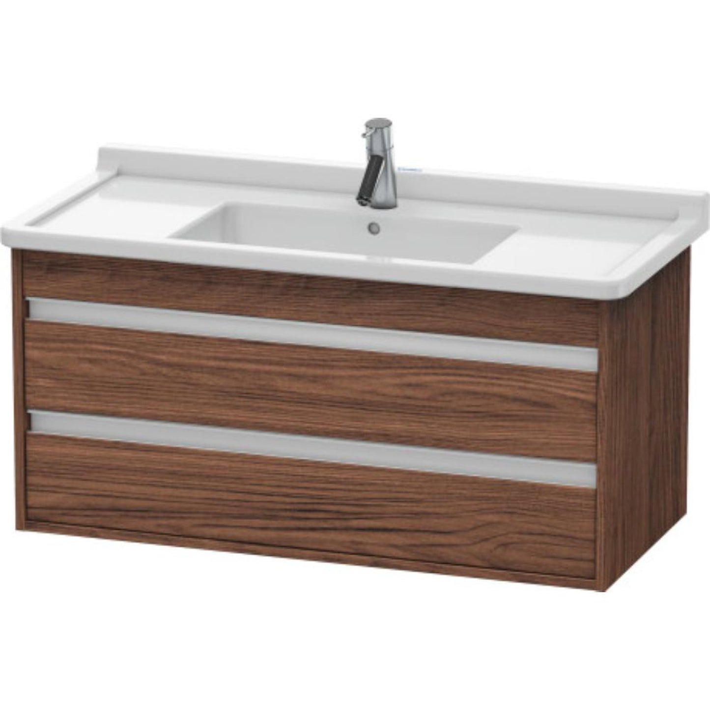 Duravit Ketho 39" x 19" x 18" Two Drawer Wall-Mount Vanity Unit in Walnut Dark (KT664502121)