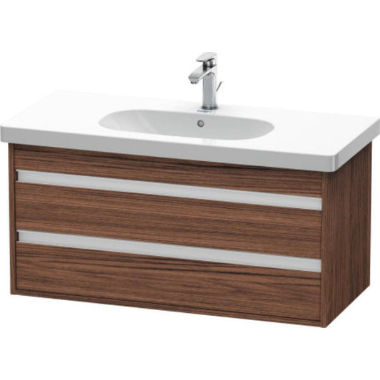 Duravit Ketho 39" x 19" x 18" Two Drawer Wall-Mount Vanity Unit in Walnut Dark (KT664802121)