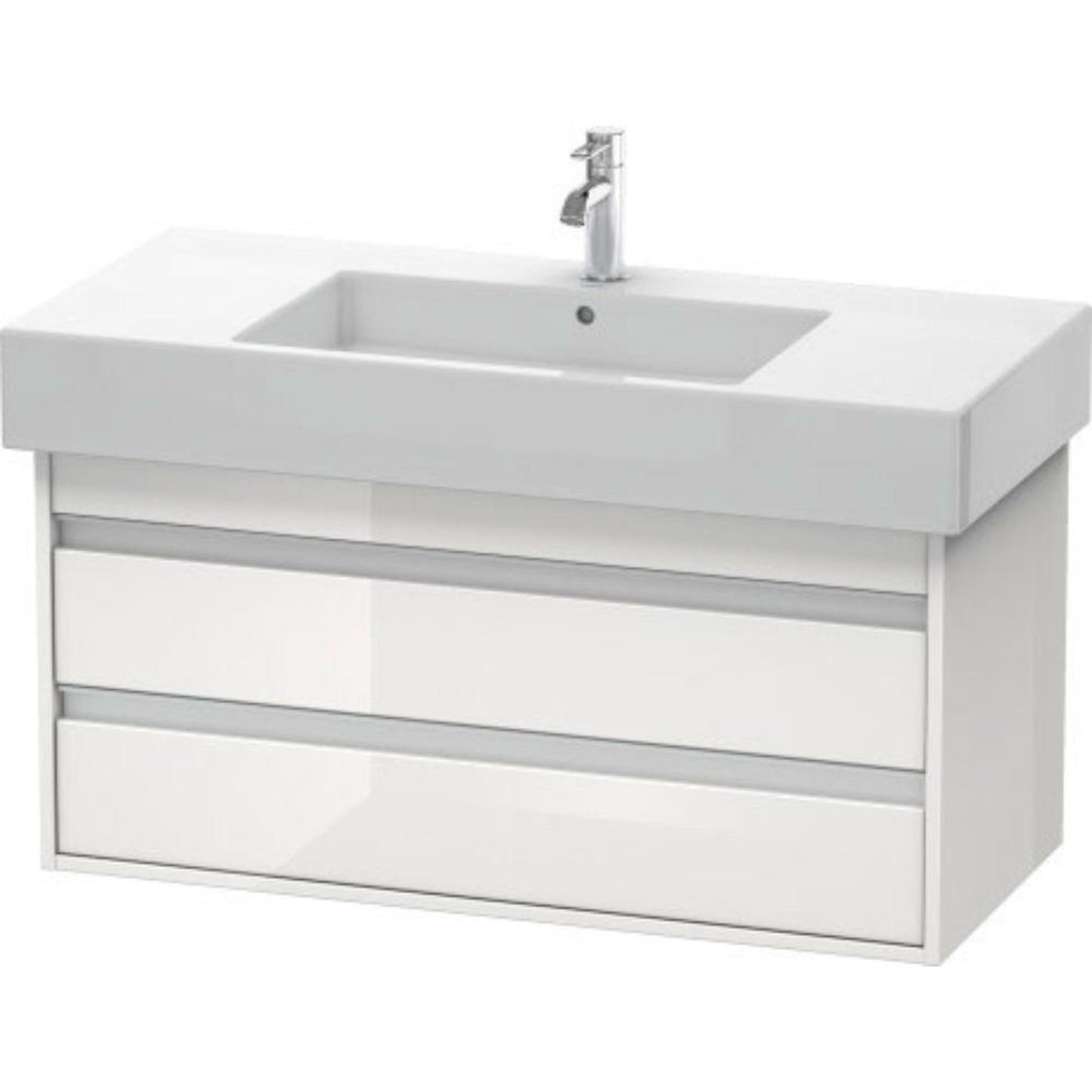 Duravit Ketho 39" x 19" x 18" Two Drawer Wall-Mount Vanity Unit in White High Gloss (KT664102222)