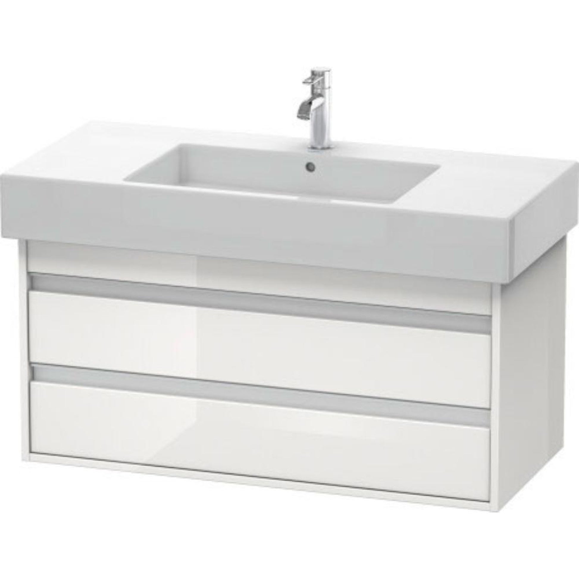Duravit Ketho 39" x 19" x 18" Two Drawer Wall-Mount Vanity Unit in White High Gloss (KT664102222)
