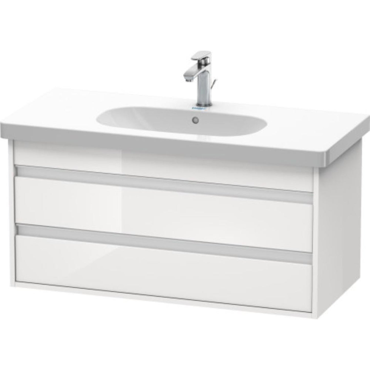 Duravit Ketho 39" x 19" x 18" Two Drawer Wall-Mount Vanity Unit in White High Gloss (KT664802222)