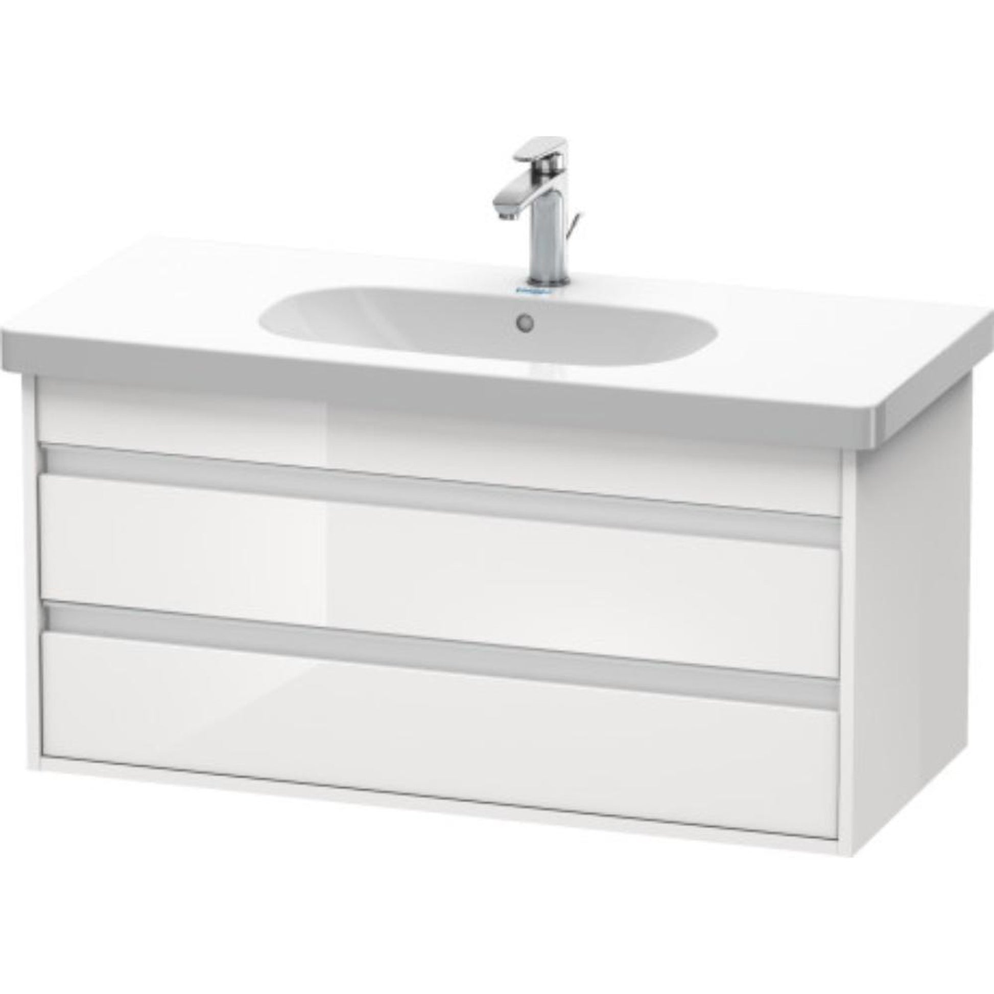 Duravit Ketho 39" x 19" x 18" Two Drawer Wall-Mount Vanity Unit in White High Gloss (KT664802222)