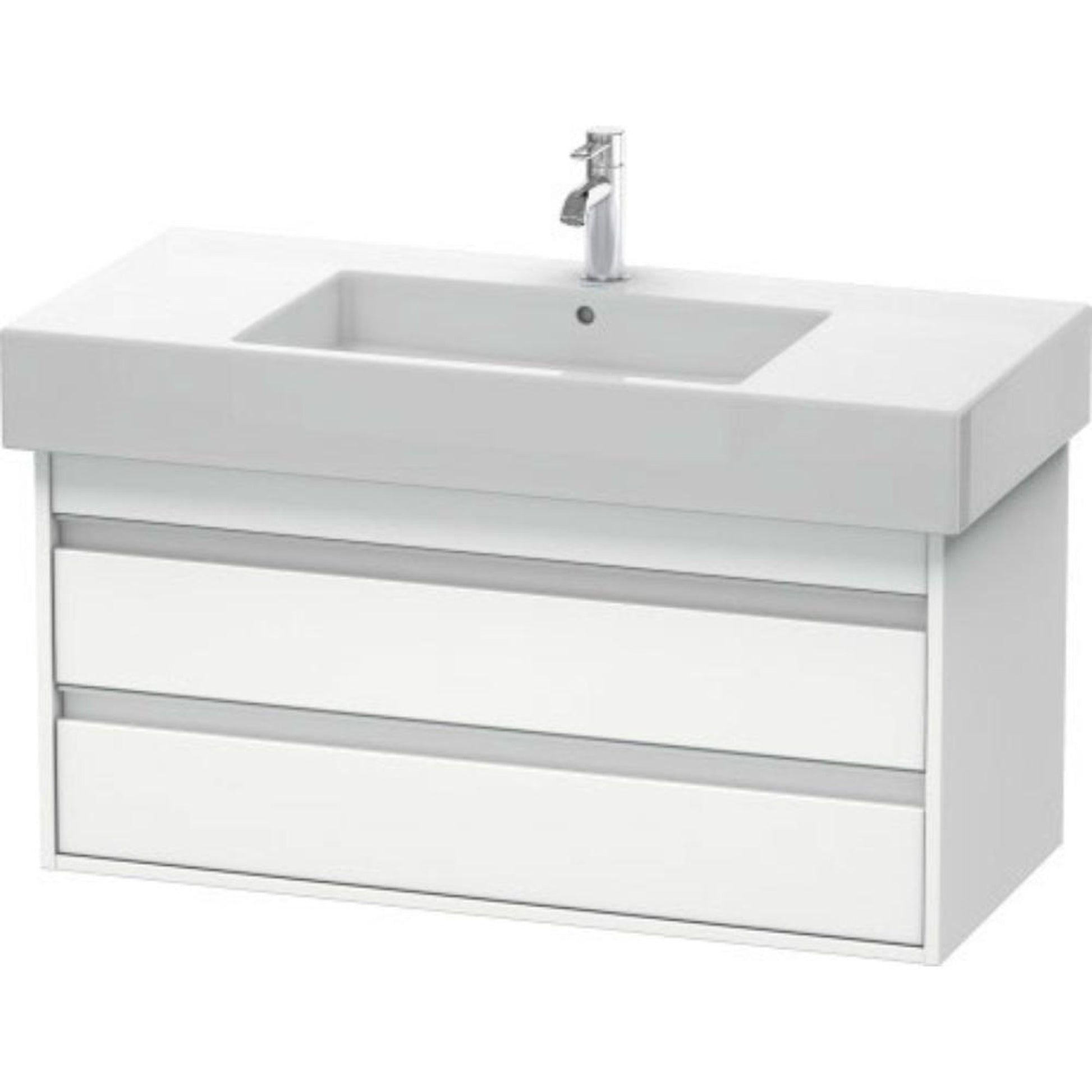Duravit Ketho 39" x 19" x 18" Two Drawer Wall-Mount Vanity Unit in White Matt (KT664101818)