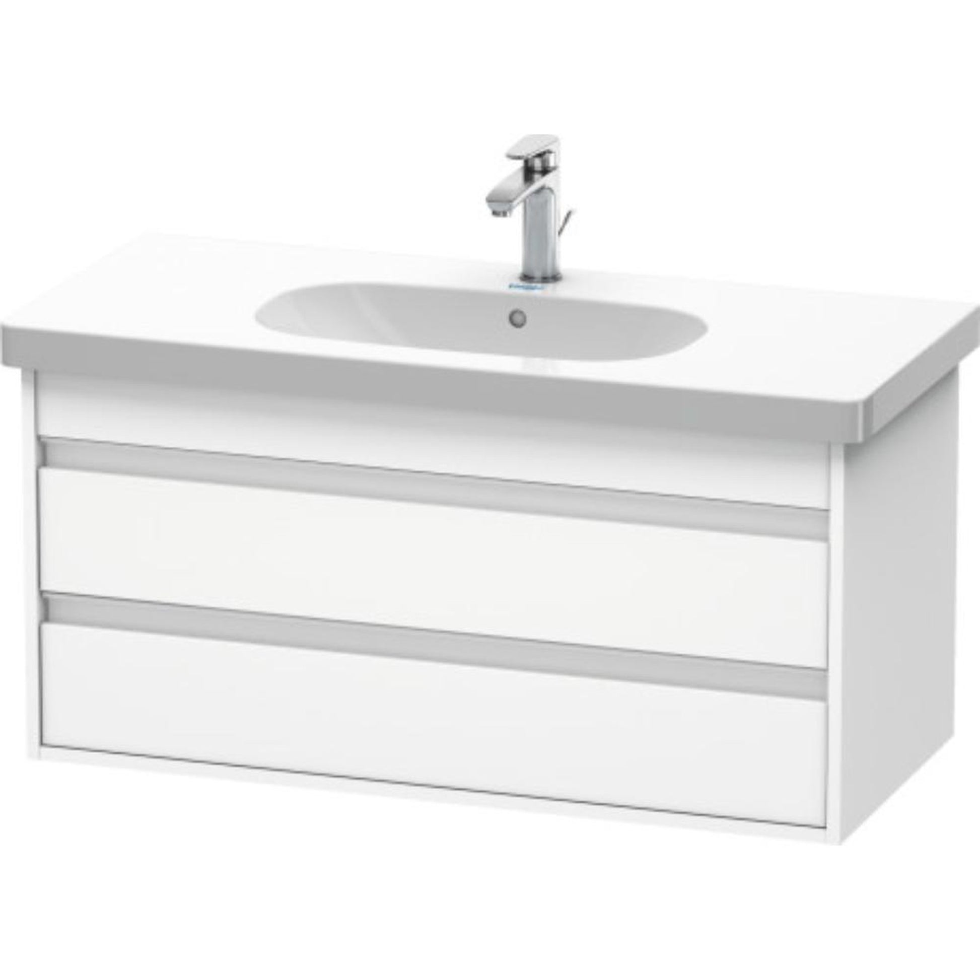 Duravit Ketho 39" x 19" x 18" Two Drawer Wall-Mount Vanity Unit in White Matt (KT664801818)