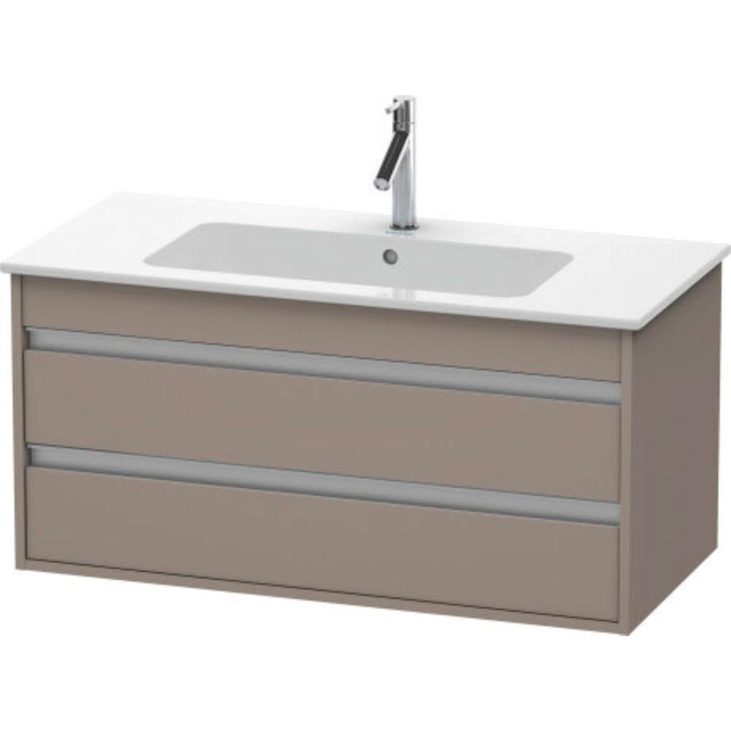Duravit Ketho 39" x 19" x 19" Two Drawer Wall-Mount Vanity Unit in Basalt Matt