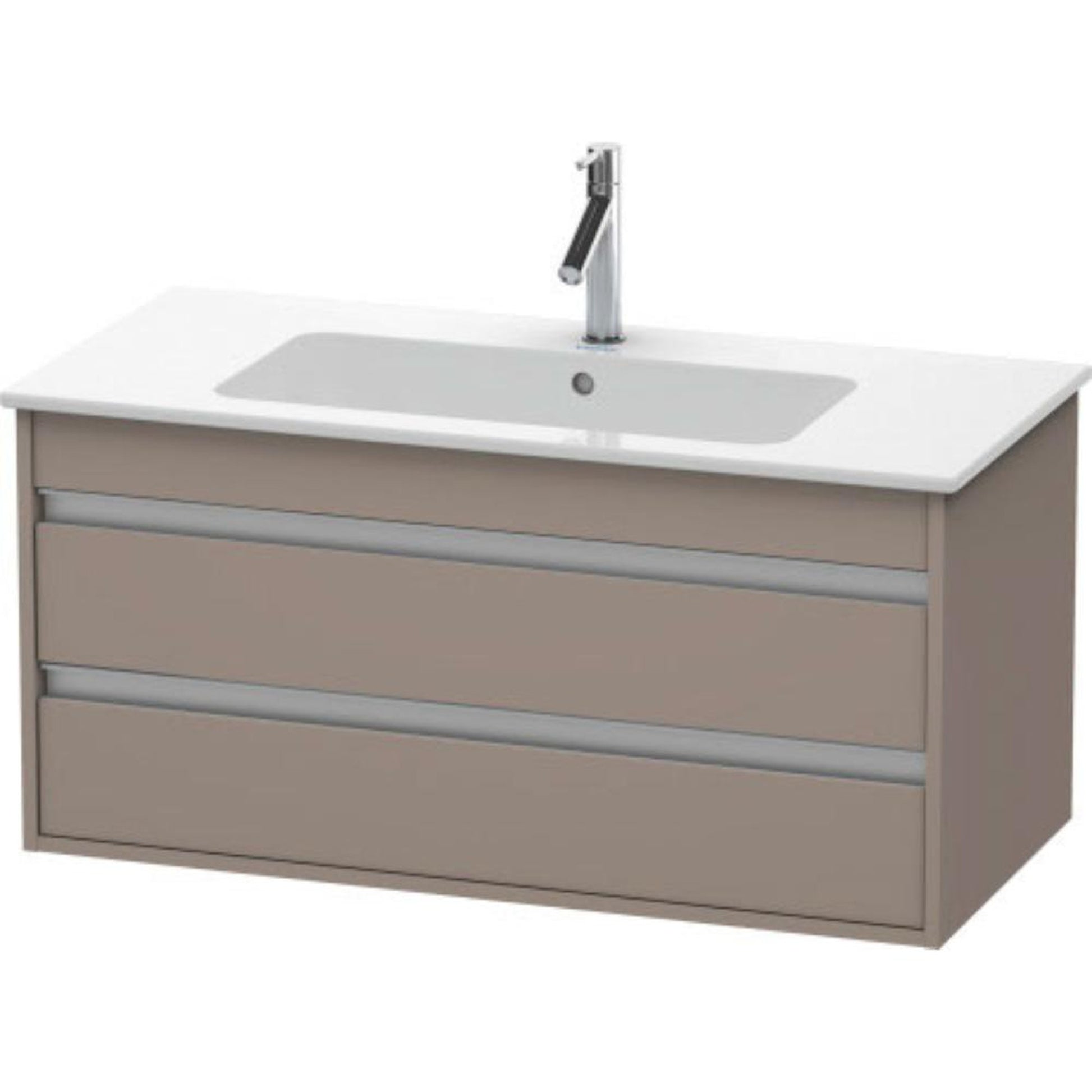 Duravit Ketho 39" x 19" x 19" Two Drawer Wall-Mount Vanity Unit in Basalt Matt