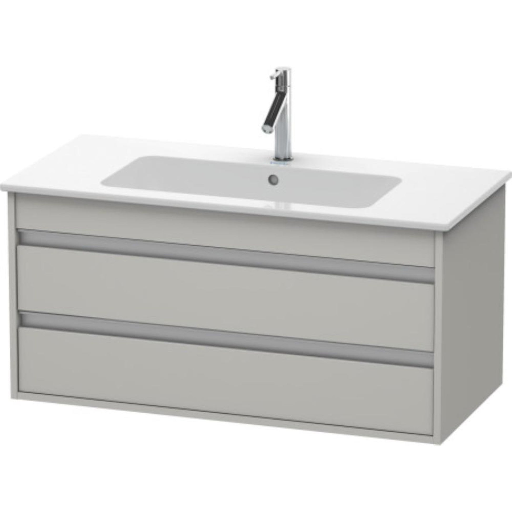 Duravit Ketho 39" x 19" x 19" Two Drawer Wall-Mount Vanity Unit in Concrete Grey Matt