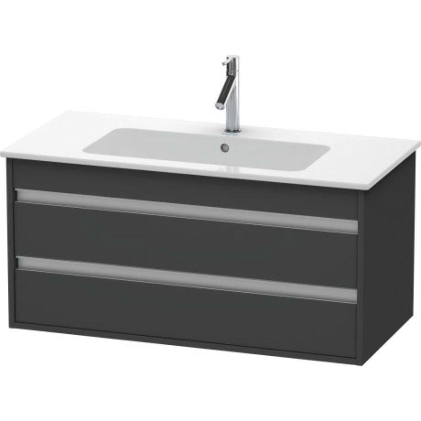 Duravit Ketho 39" x 19" x 19" Two Drawer Wall-Mount Vanity Unit in Graphite Matt