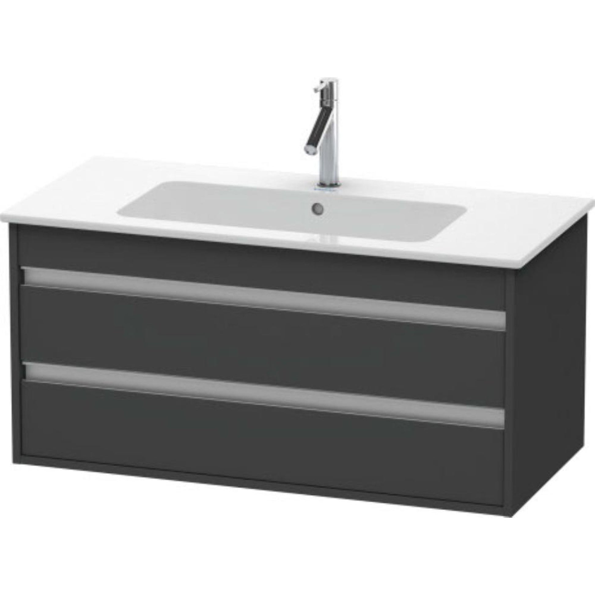 Duravit Ketho 39" x 19" x 19" Two Drawer Wall-Mount Vanity Unit in Graphite Matt