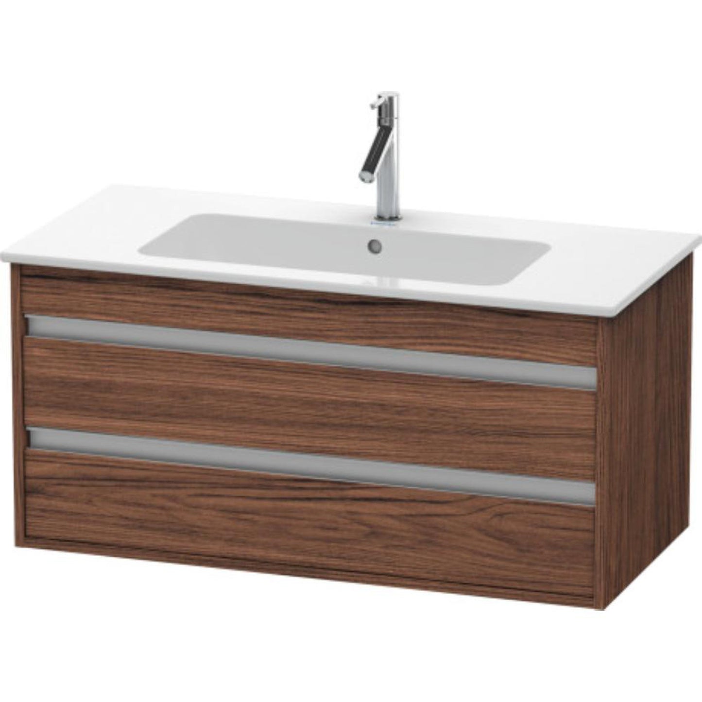Duravit Ketho 39" x 19" x 19" Two Drawer Wall-Mount Vanity Unit in Walnut Dark