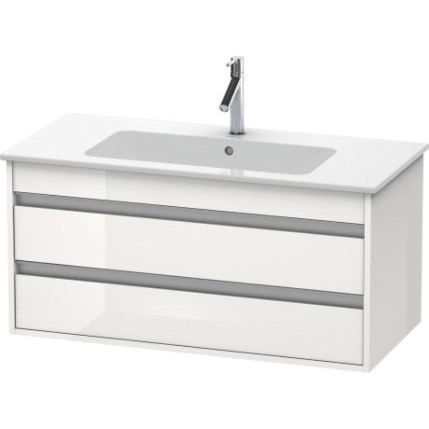 Duravit Ketho 39" x 19" x 19" Two Drawer Wall-Mount Vanity Unit in White High Gloss