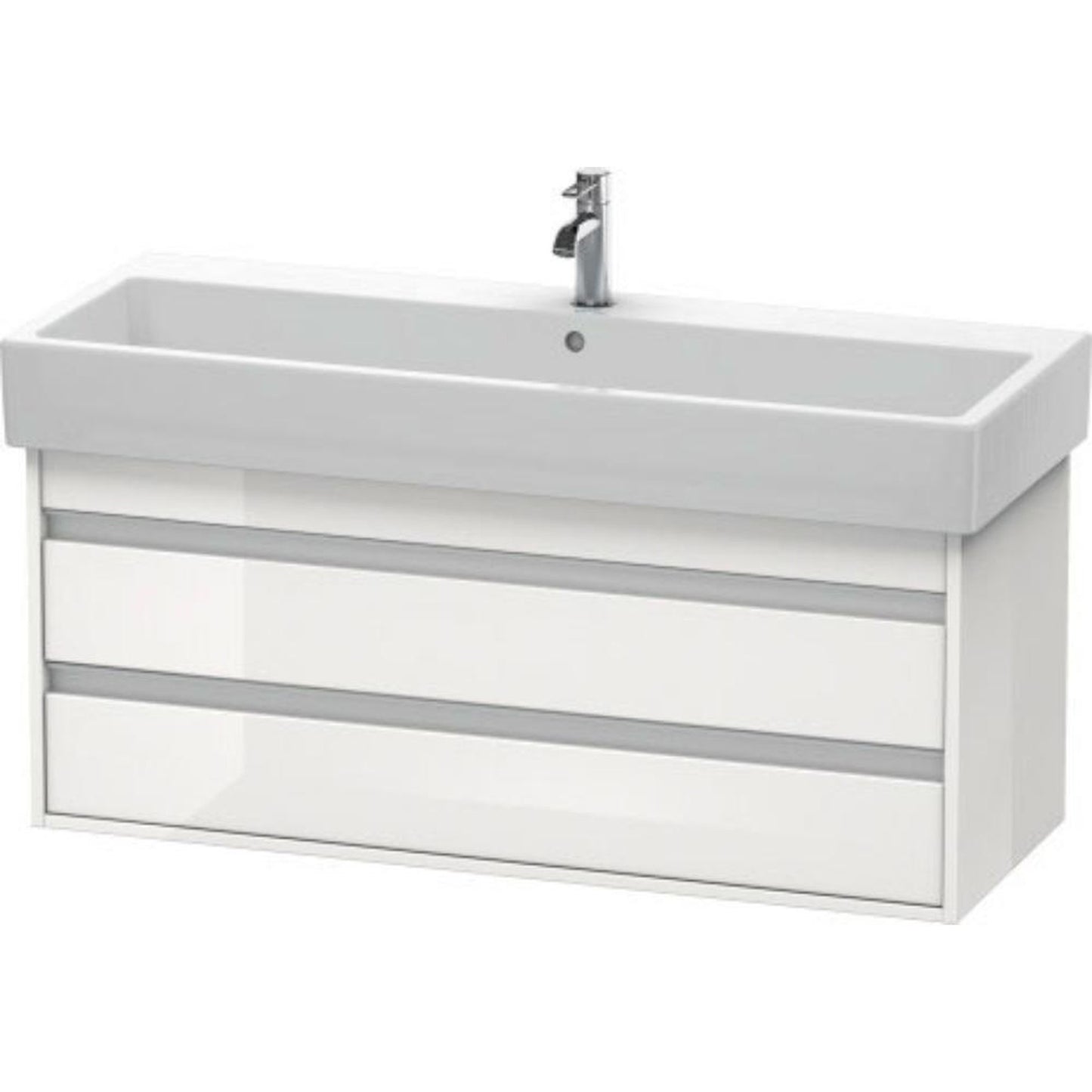 Duravit Ketho 45" x 19" x 17" Two Drawer Wall-Mount Vanity Unit in White High Gloss (KT663902222)