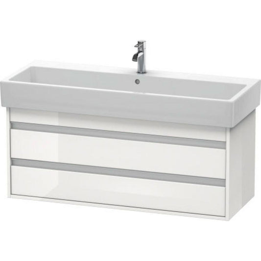 Duravit Ketho 45" x 19" x 17" Two Drawer Wall-Mount Vanity Unit in White High Gloss (KT663902222)