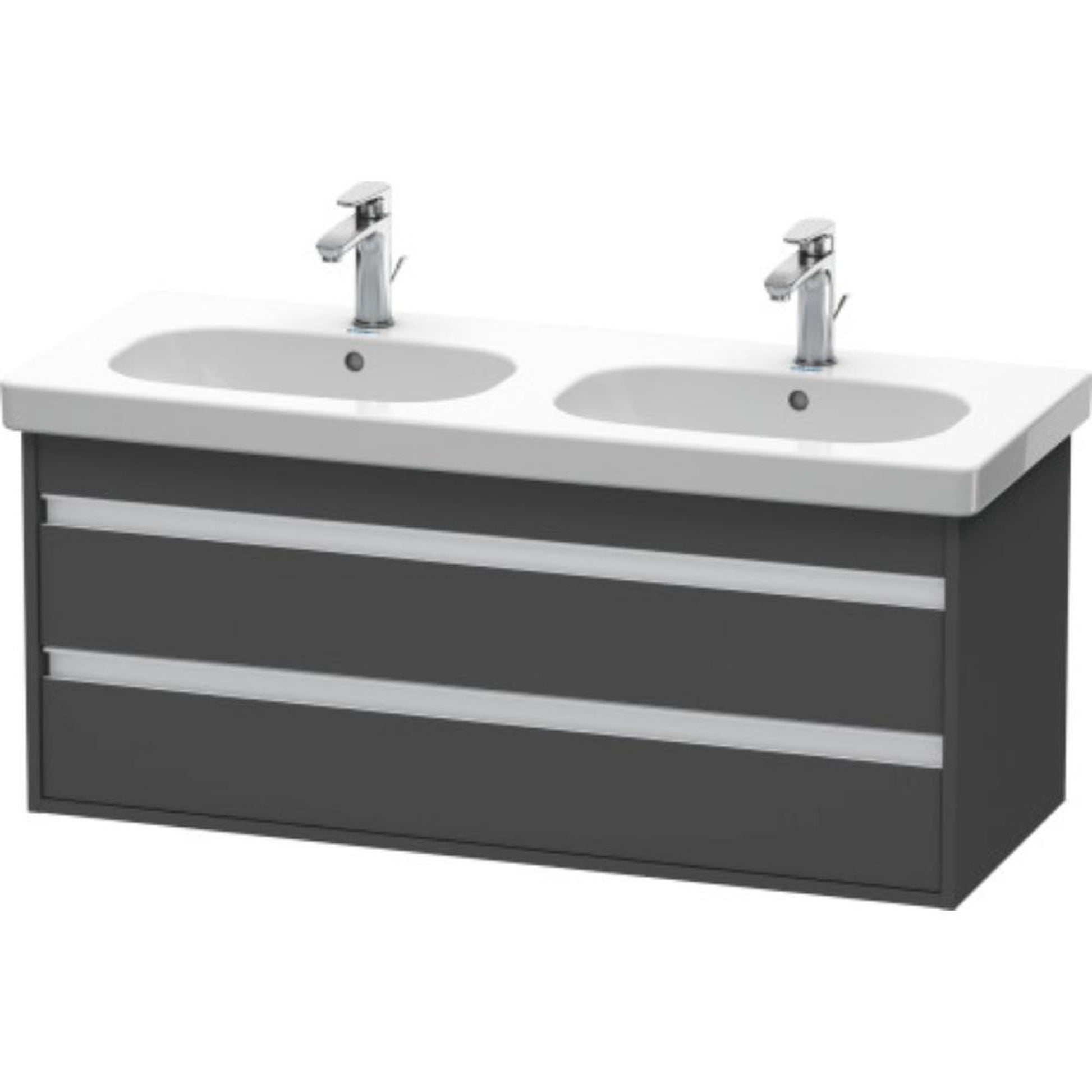 Duravit Ketho 45" x 19" x 18" Two Drawer Wall-Mount Vanity Unit in Graphite Matt