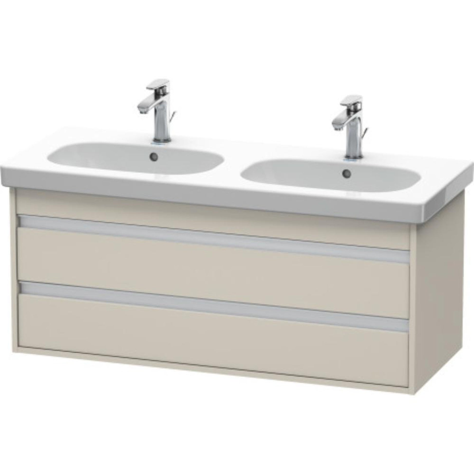 Duravit Ketho 45" x 19" x 18" Two Drawer Wall-Mount Vanity Unit in Taupe Matt
