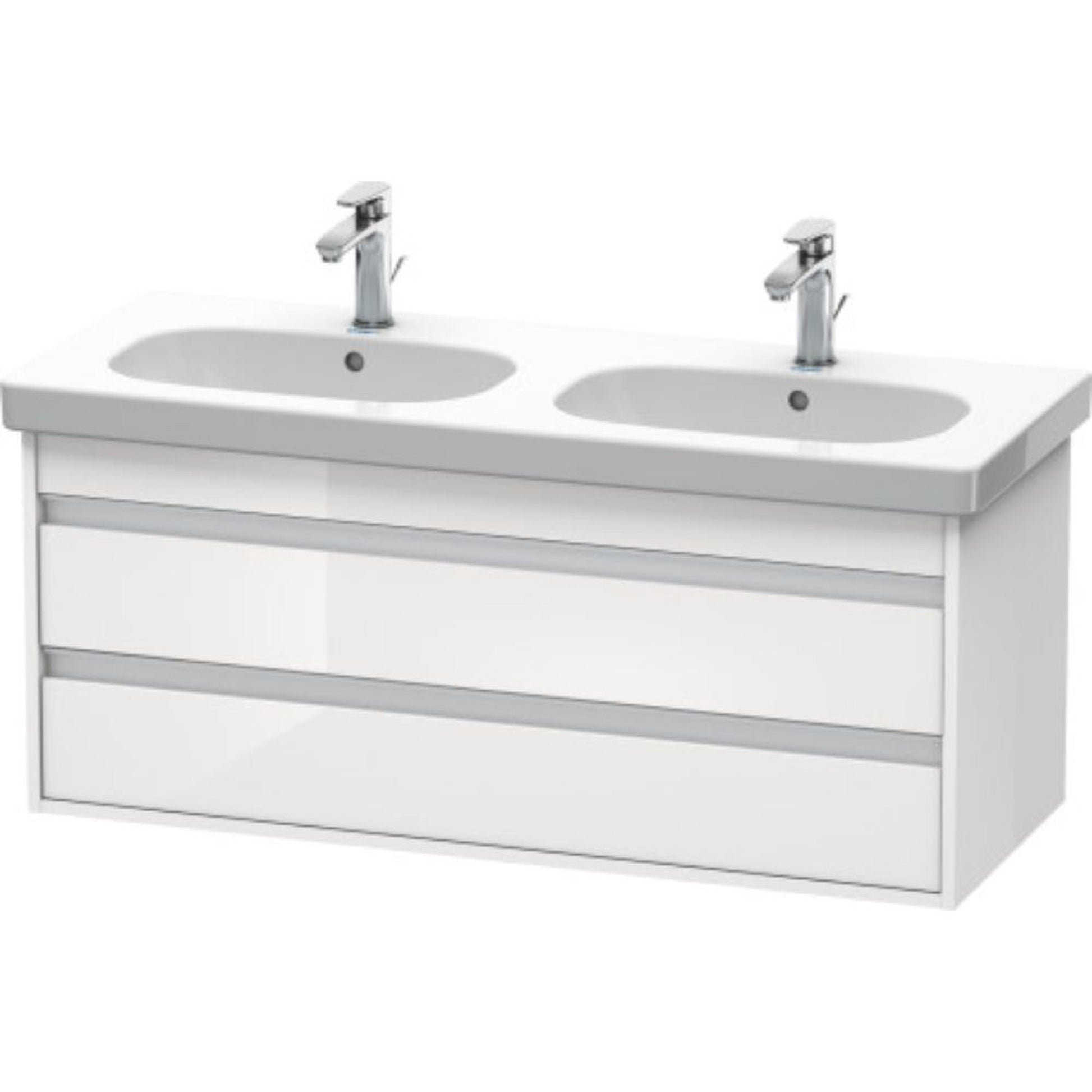 Duravit Ketho 45" x 19" x 18" Two Drawer Wall-Mount Vanity Unit in White High Gloss
