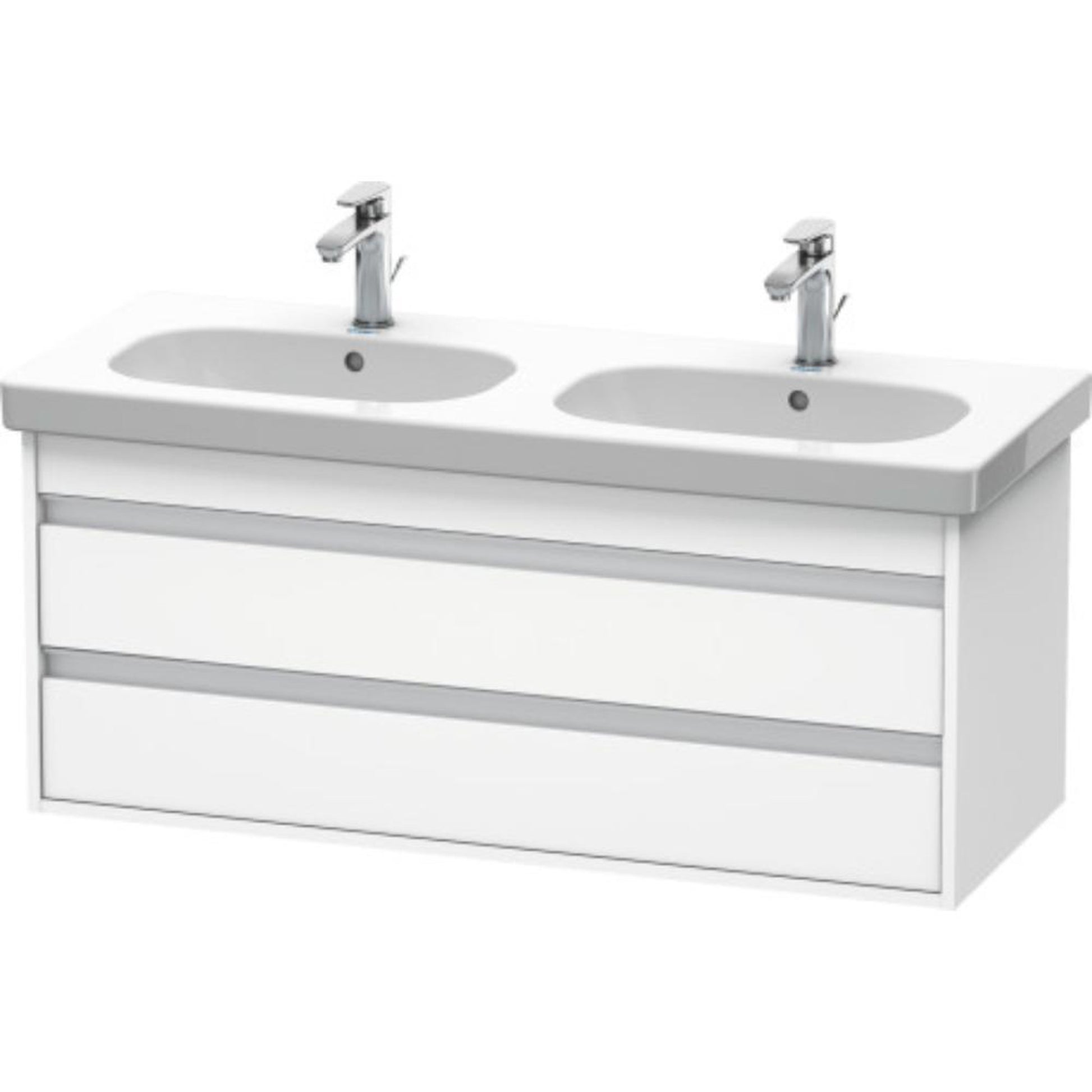 Duravit Ketho 45" x 19" x 18" Two Drawer Wall-Mount Vanity Unit in White Matt