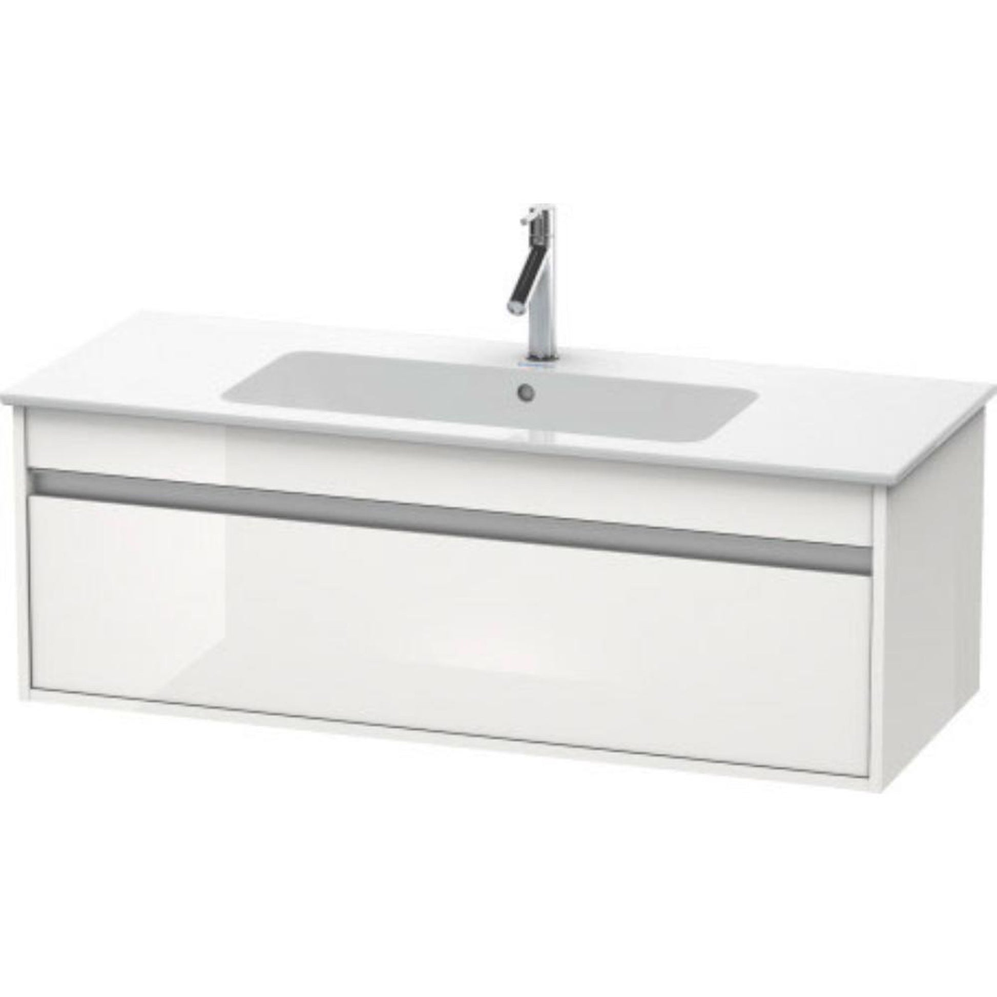 Duravit Ketho 47" x 16" x 19" One Drawer Wall-Mount Vanity Unit in White High Gloss