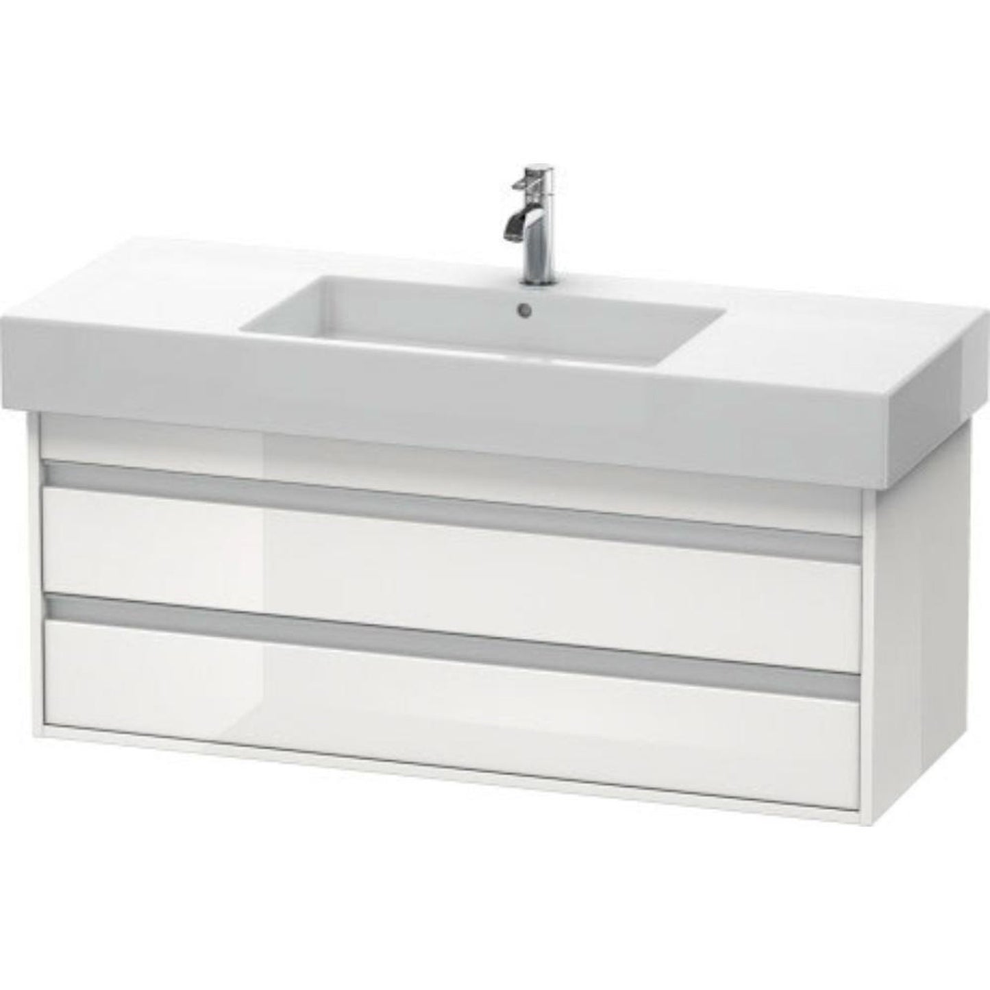 Duravit Ketho 47" x 19" x 18" Two Drawer Wall-Mount Vanity Unit in White High Gloss (KT664202222)