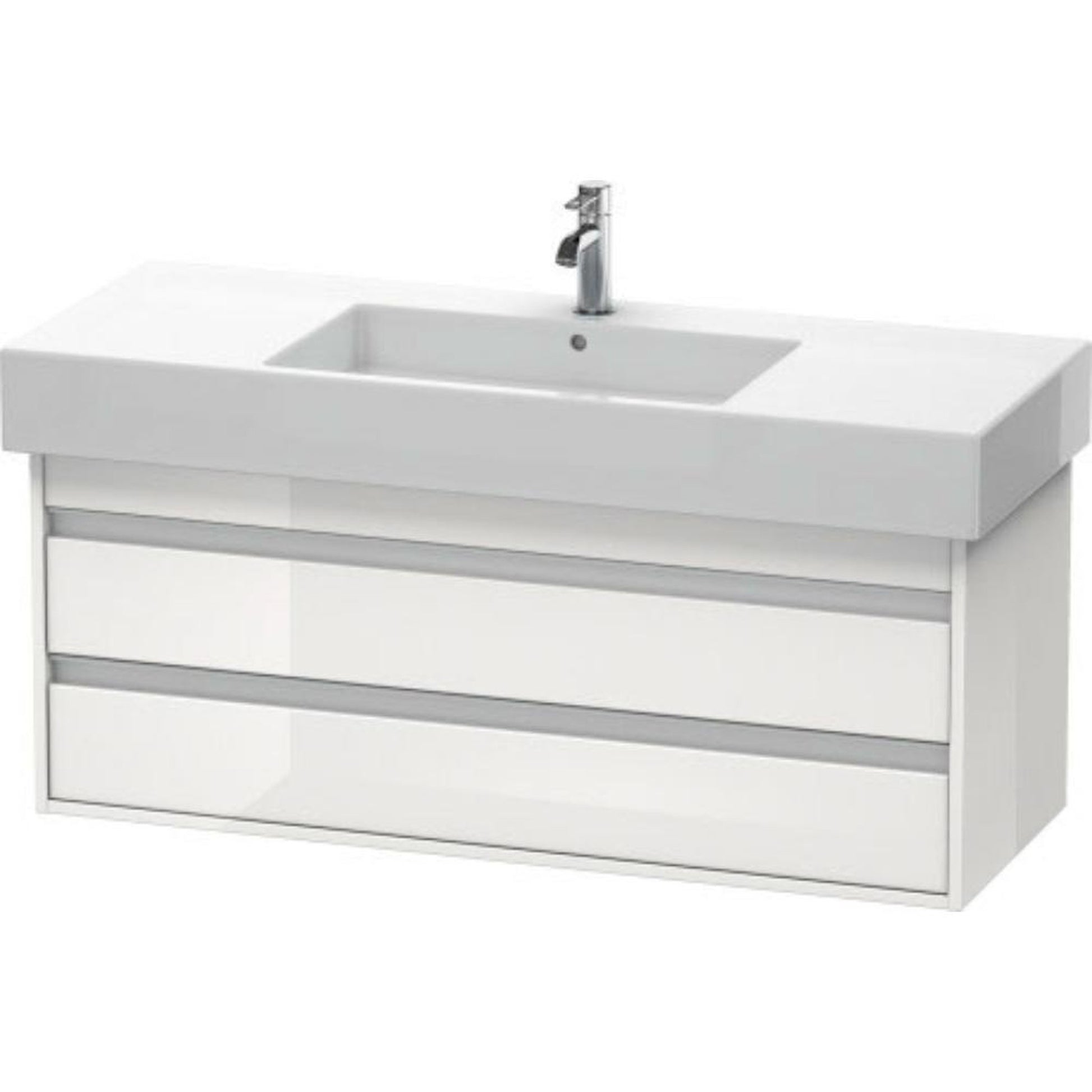 Duravit Ketho 47" x 19" x 18" Two Drawer Wall-Mount Vanity Unit in White High Gloss (KT664202222)