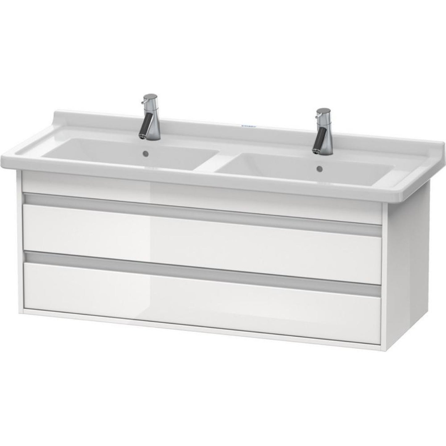Duravit Ketho 47" x 19" x 18" Two Drawer Wall-Mount Vanity Unit in White High Gloss (KT664602222)