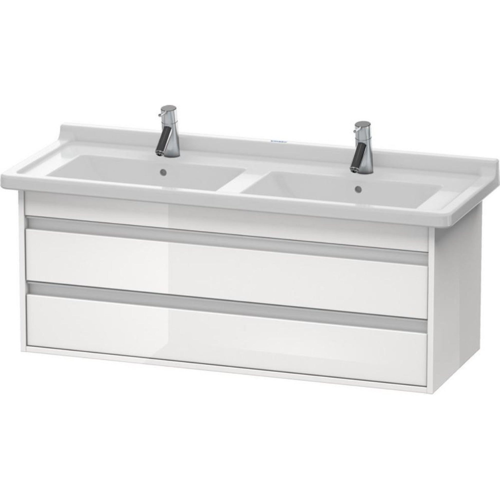 Duravit Ketho 47" x 19" x 18" Two Drawer Wall-Mount Vanity Unit in White High Gloss (KT664602222)