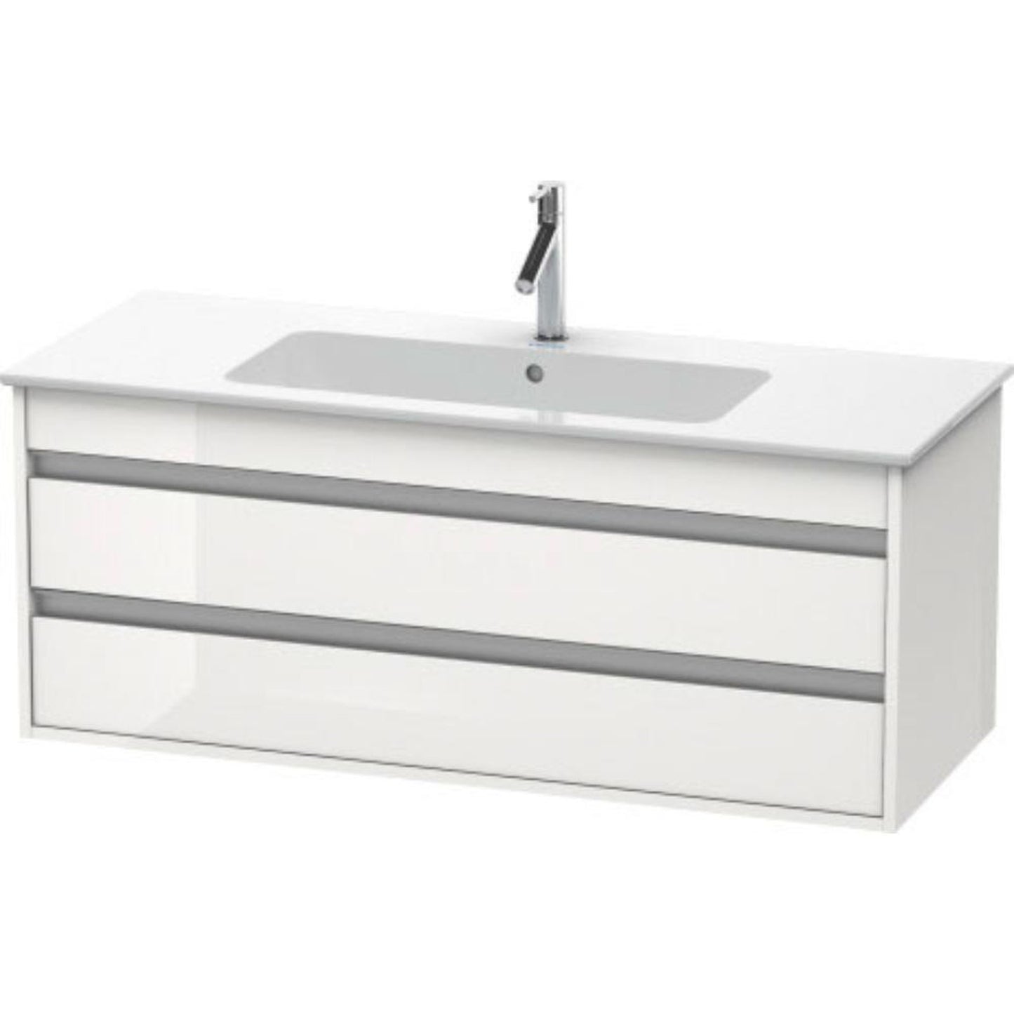 Duravit Ketho 47" x 19" x 19" Two Drawer Wall-Mount Vanity Unit in White High Gloss
